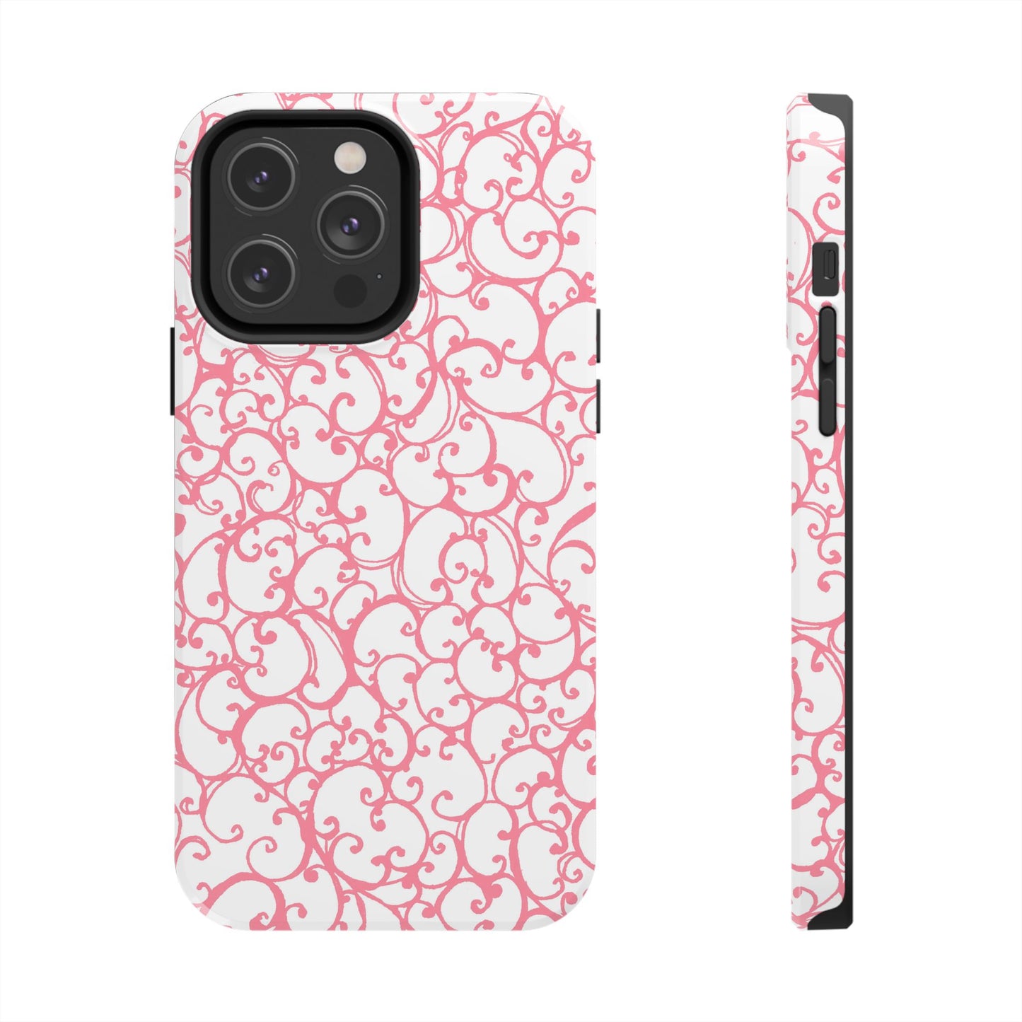 Scrollie White / Pink Phone Case