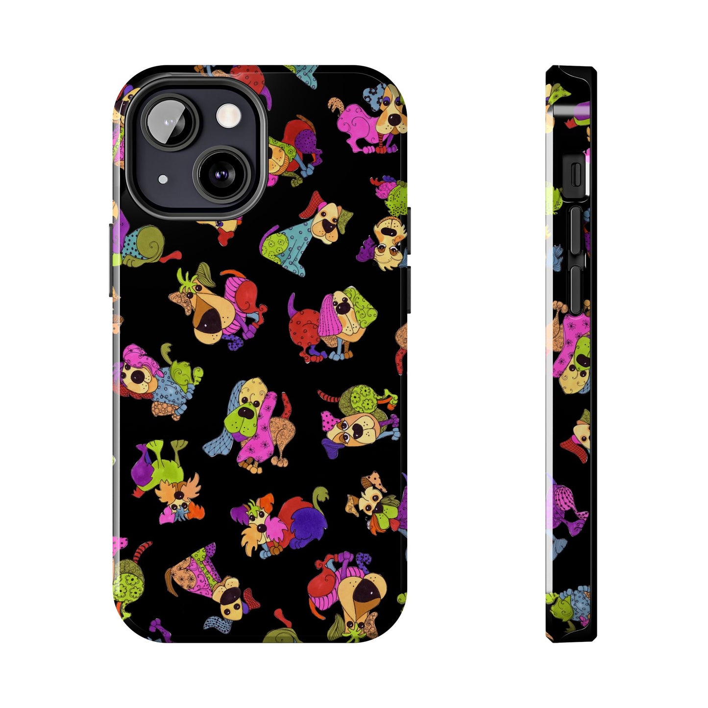 Tossed Happy Dogs Black Phone Case