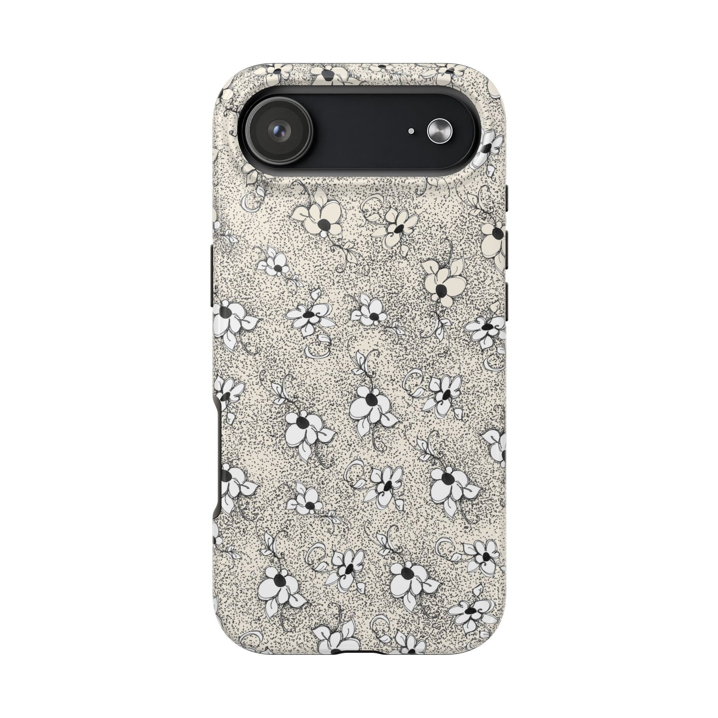 Daisy Flecks Ivory / Black Phone Case