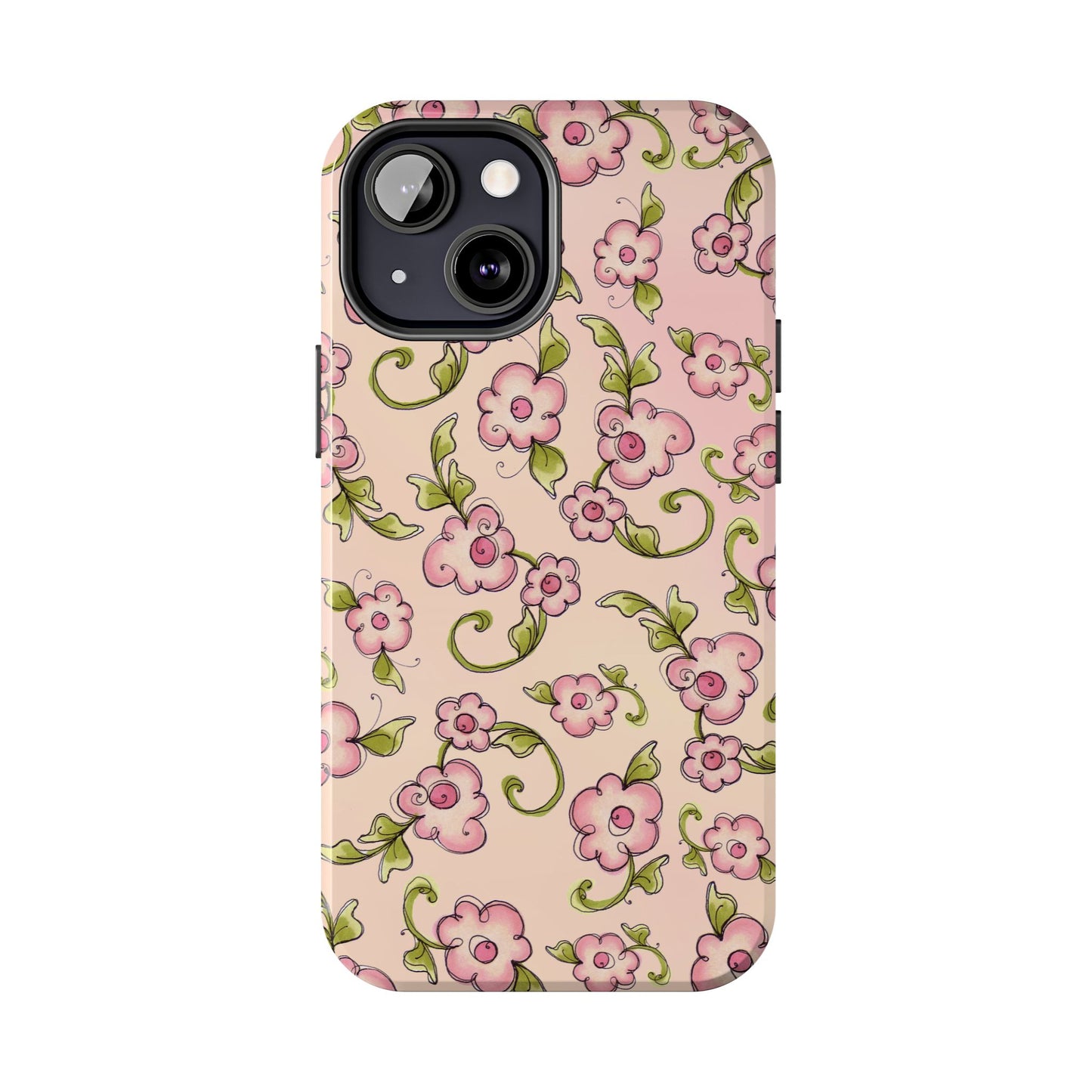 Scroll Daisies Peach / Peach Phone Case
