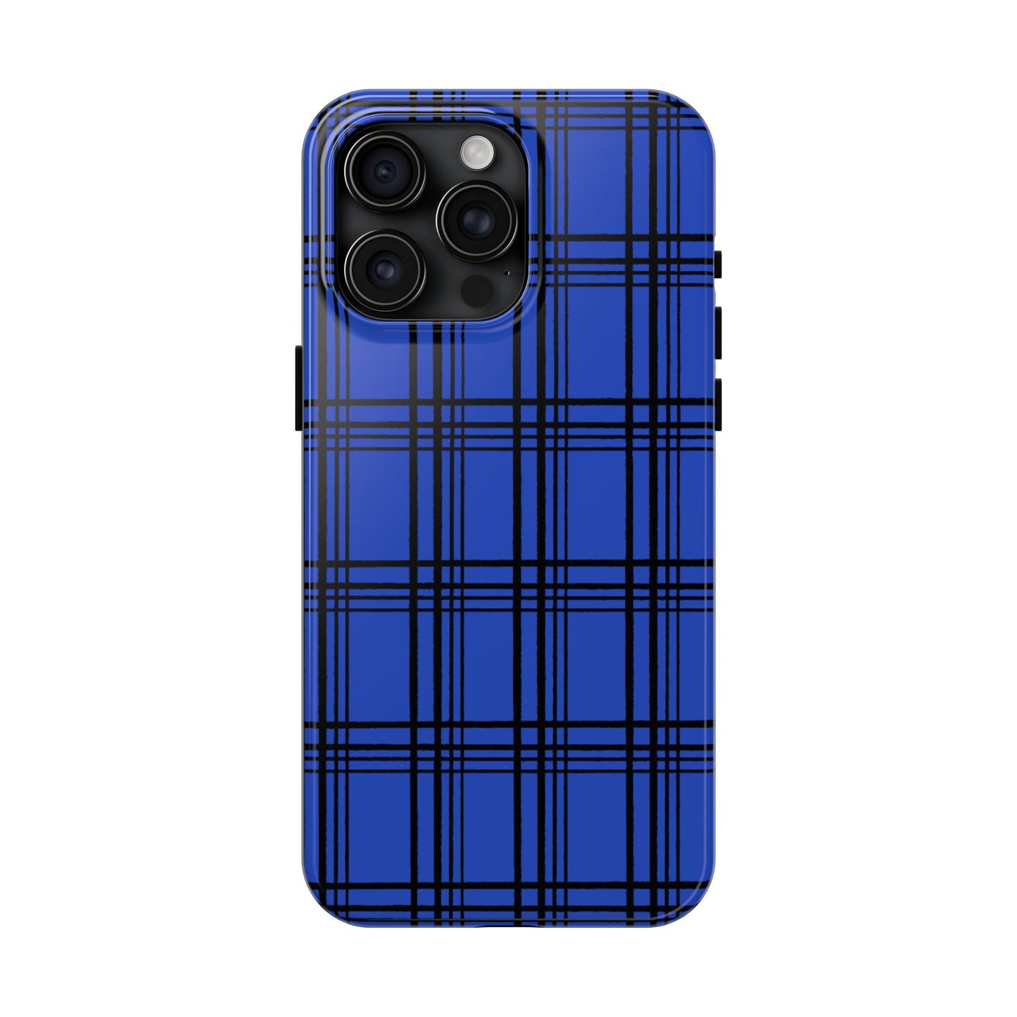 Glad Plaid Blue / Black Phone Case