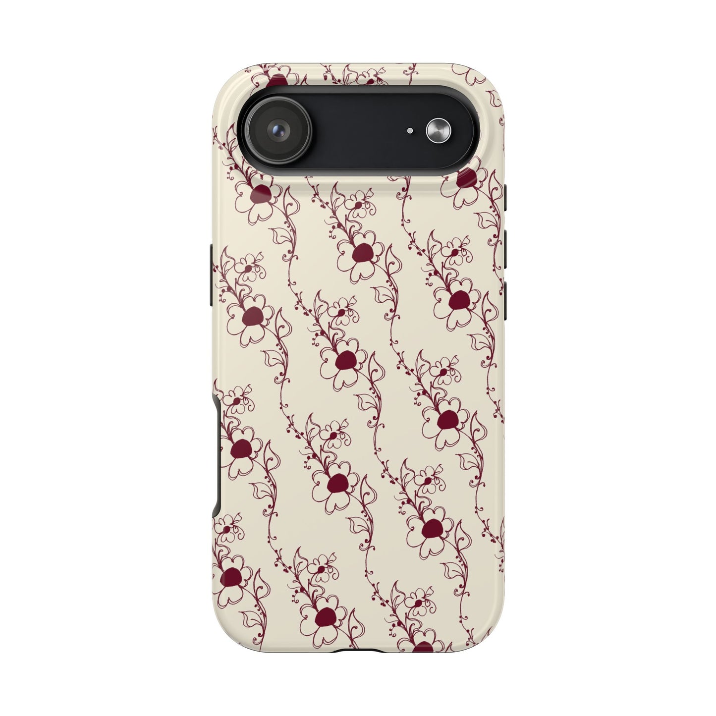 Diagonal Daisies Ivory / Red Phone Case