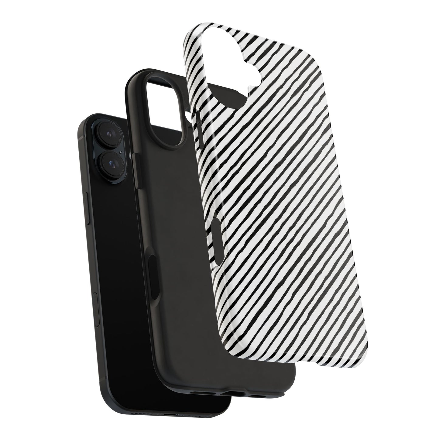 Quirky Bias Stripe White / Black Phone Case