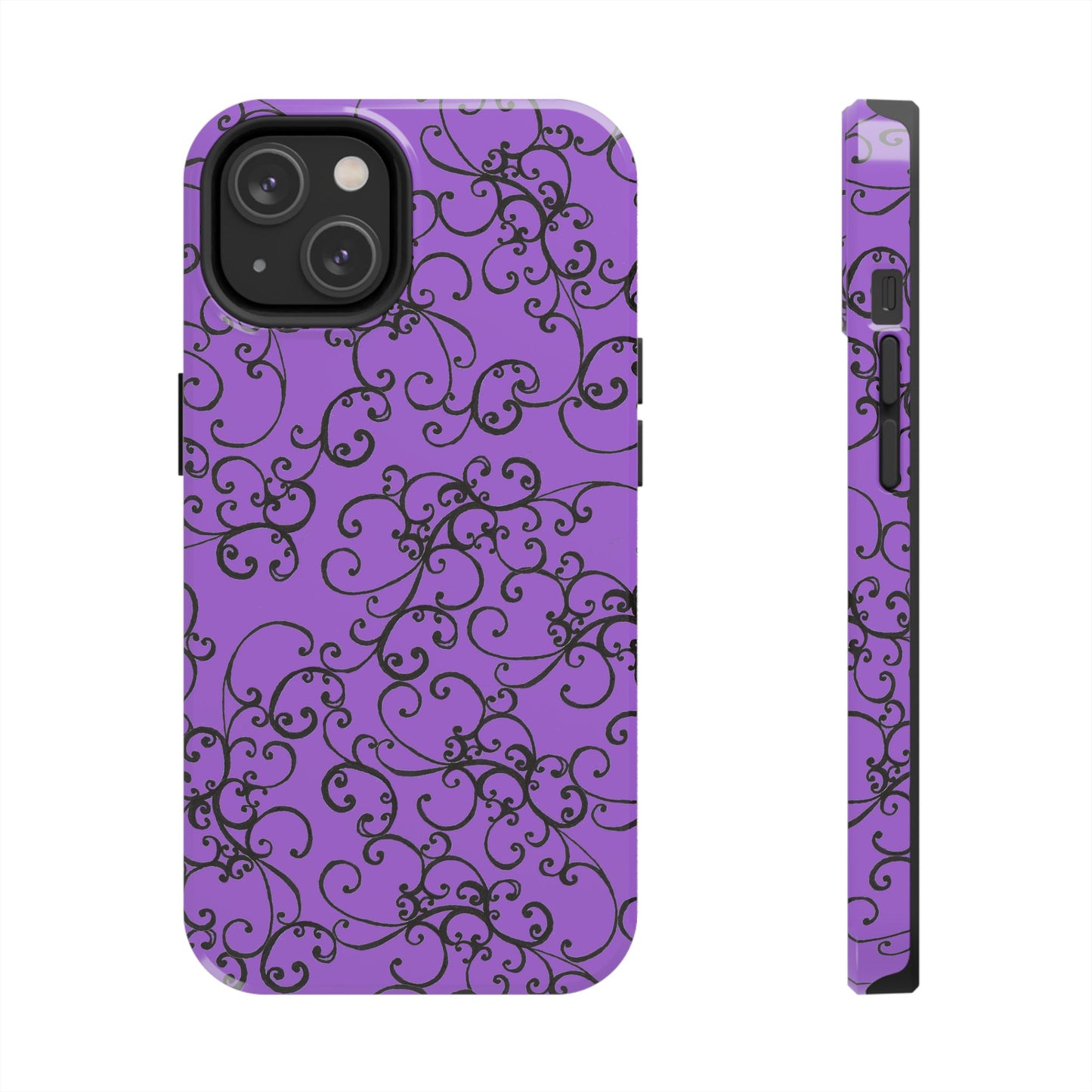 Elegant Scroll Purple / Black Phone Case