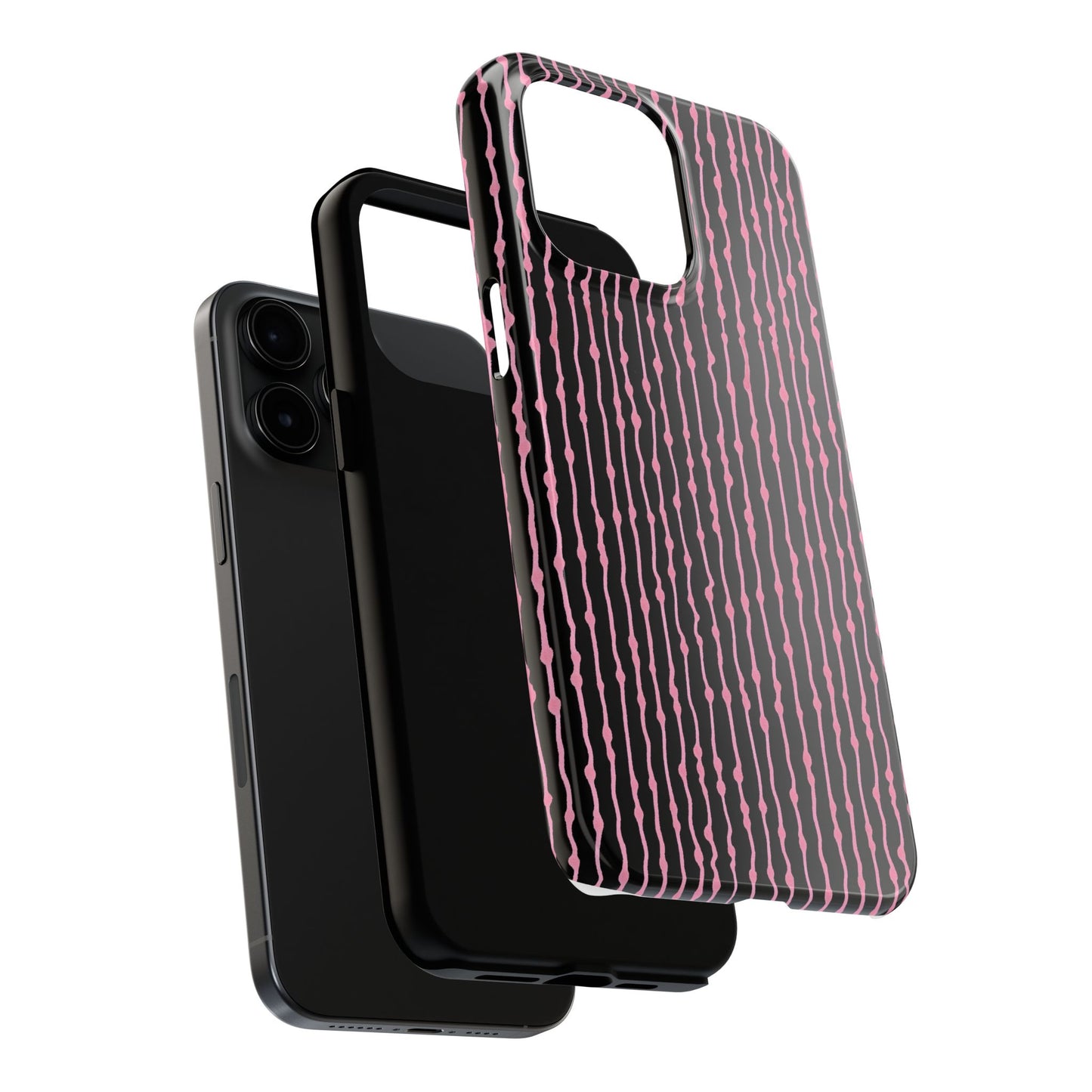 Faux Seersucker Black / Pink Phone Case