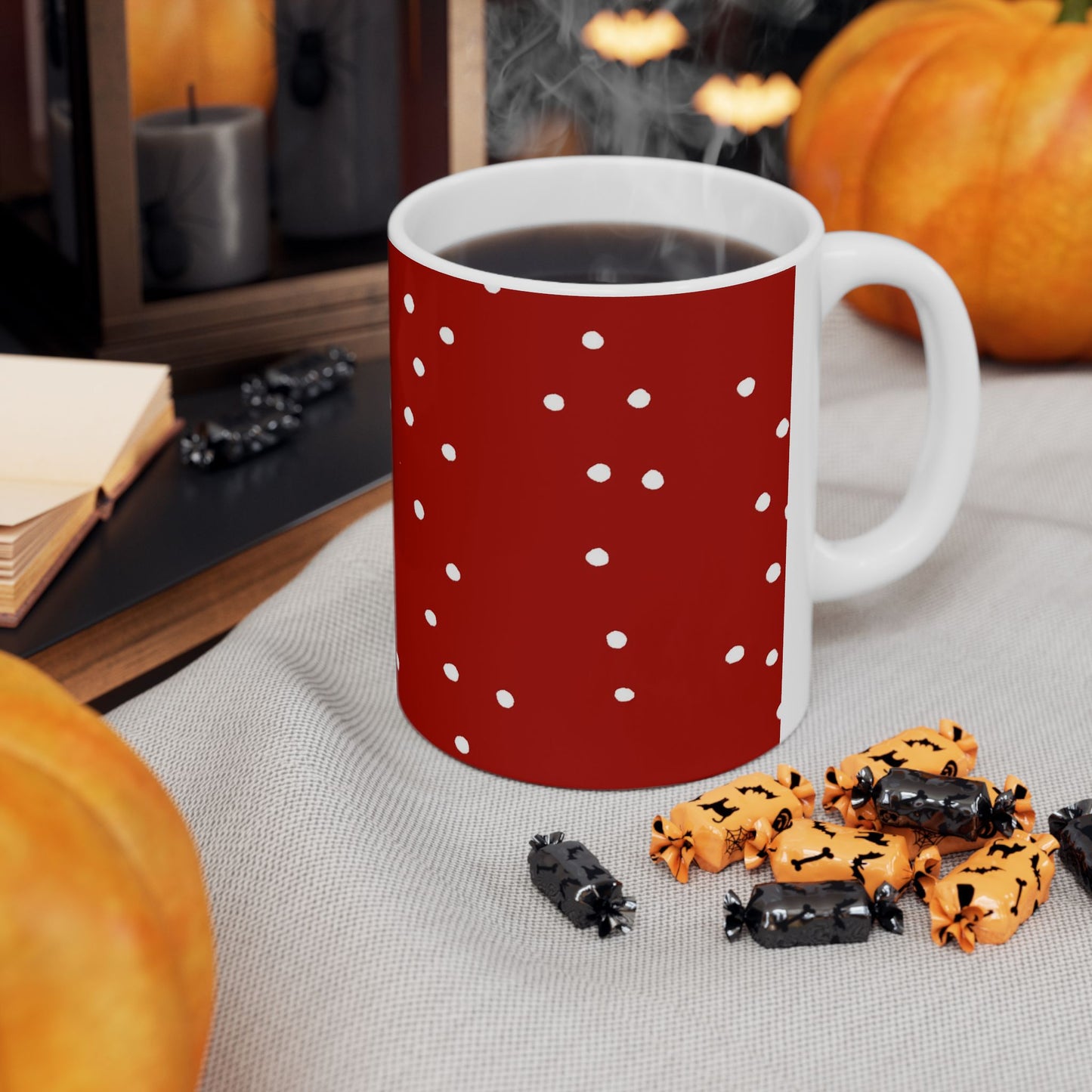 Dinky Dots Dark Red / White Cup