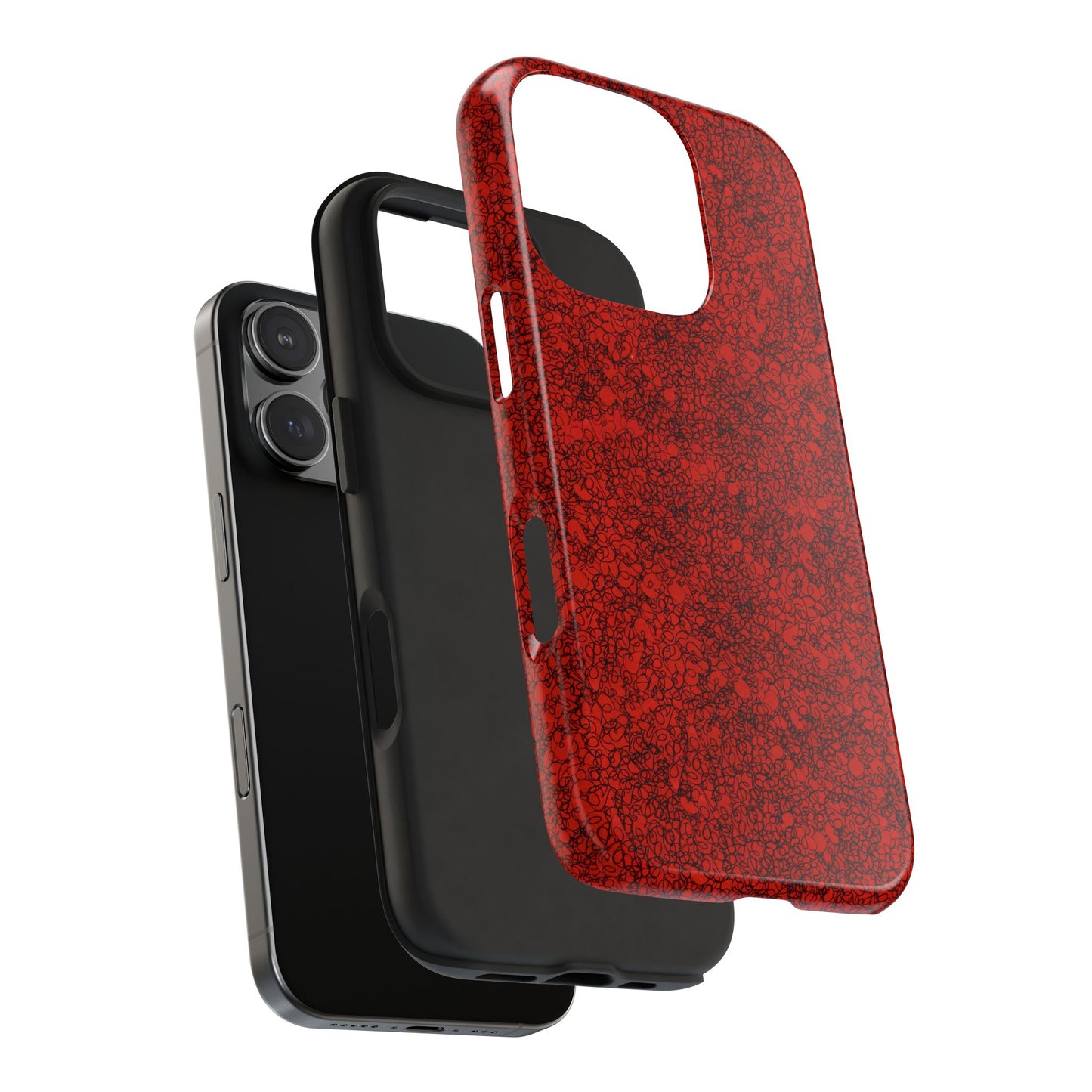 Scribble Red / Black Phone Case