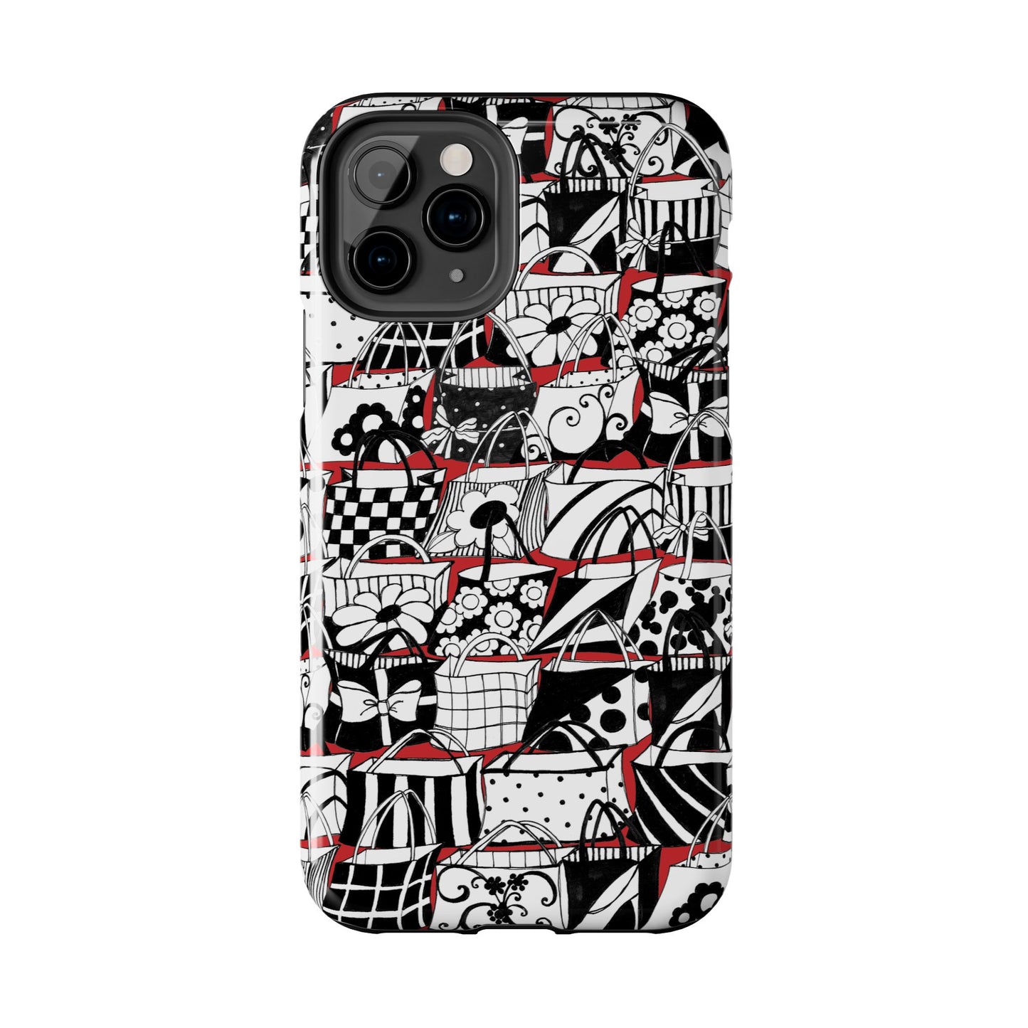 Totally Black, White & Red Phone Case