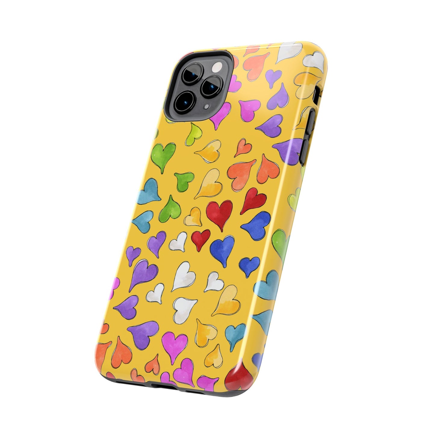 Happy Hearts Yellow Phone Case