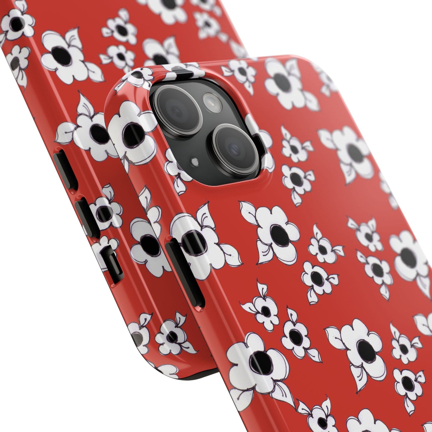 Daisy Cluster Red / Black Phone Case