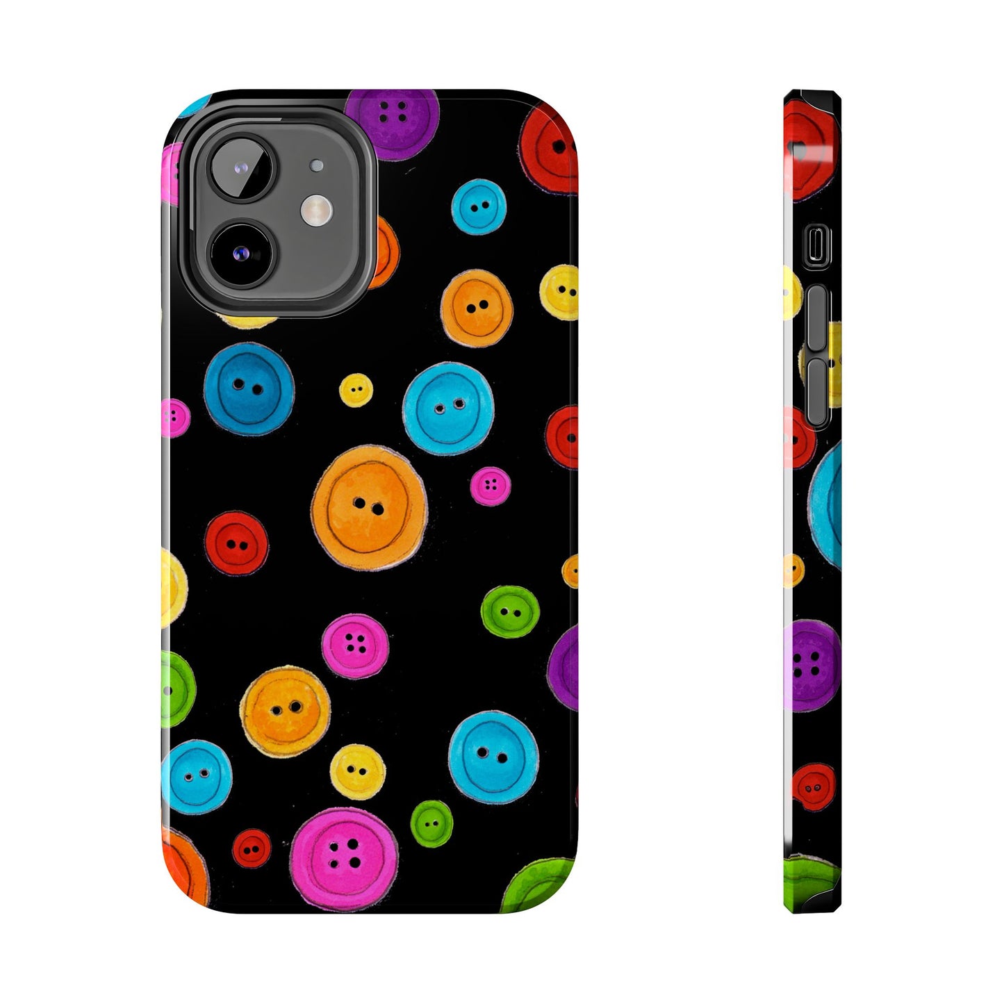 Button Dots Black Phone Case
