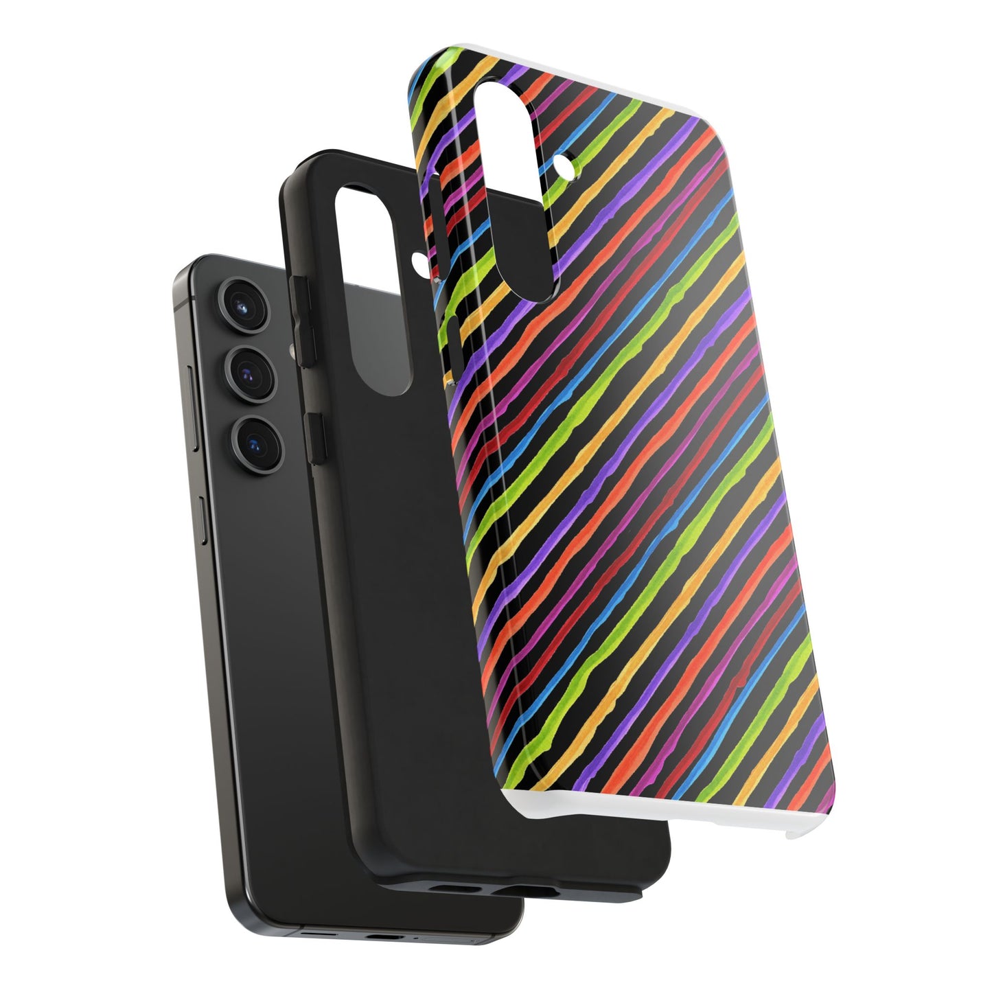Quirky Bias Stripe Black Phone Case