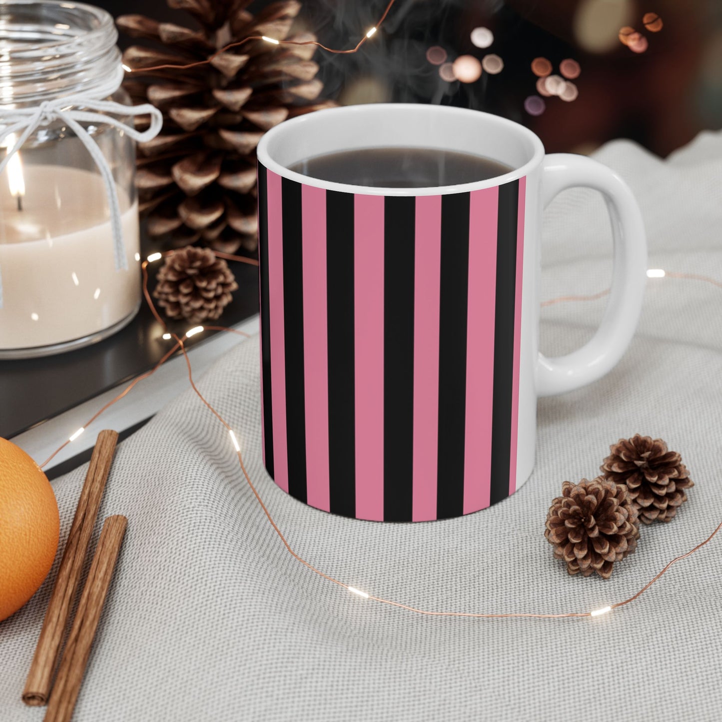 Vertical Stripe Pink / Black Cup