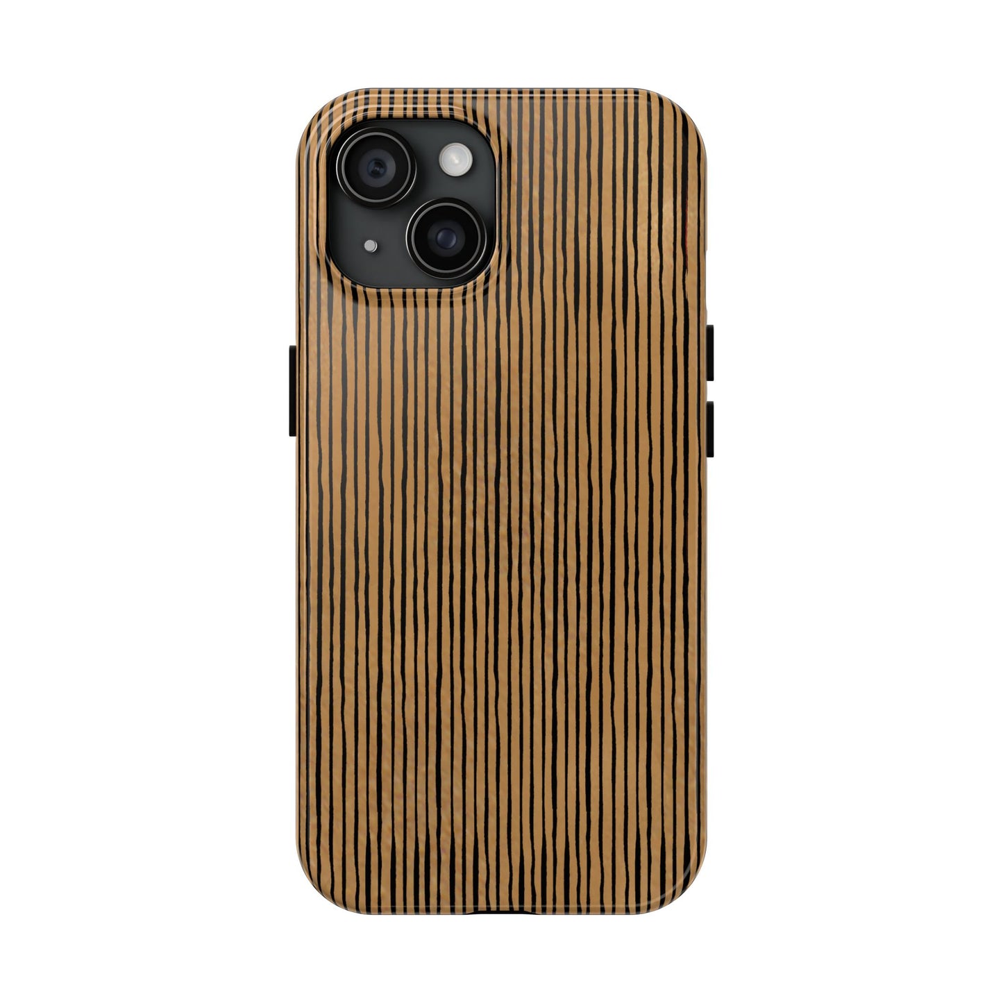 Quirky Pin Stripe Tan / Black Phone Case