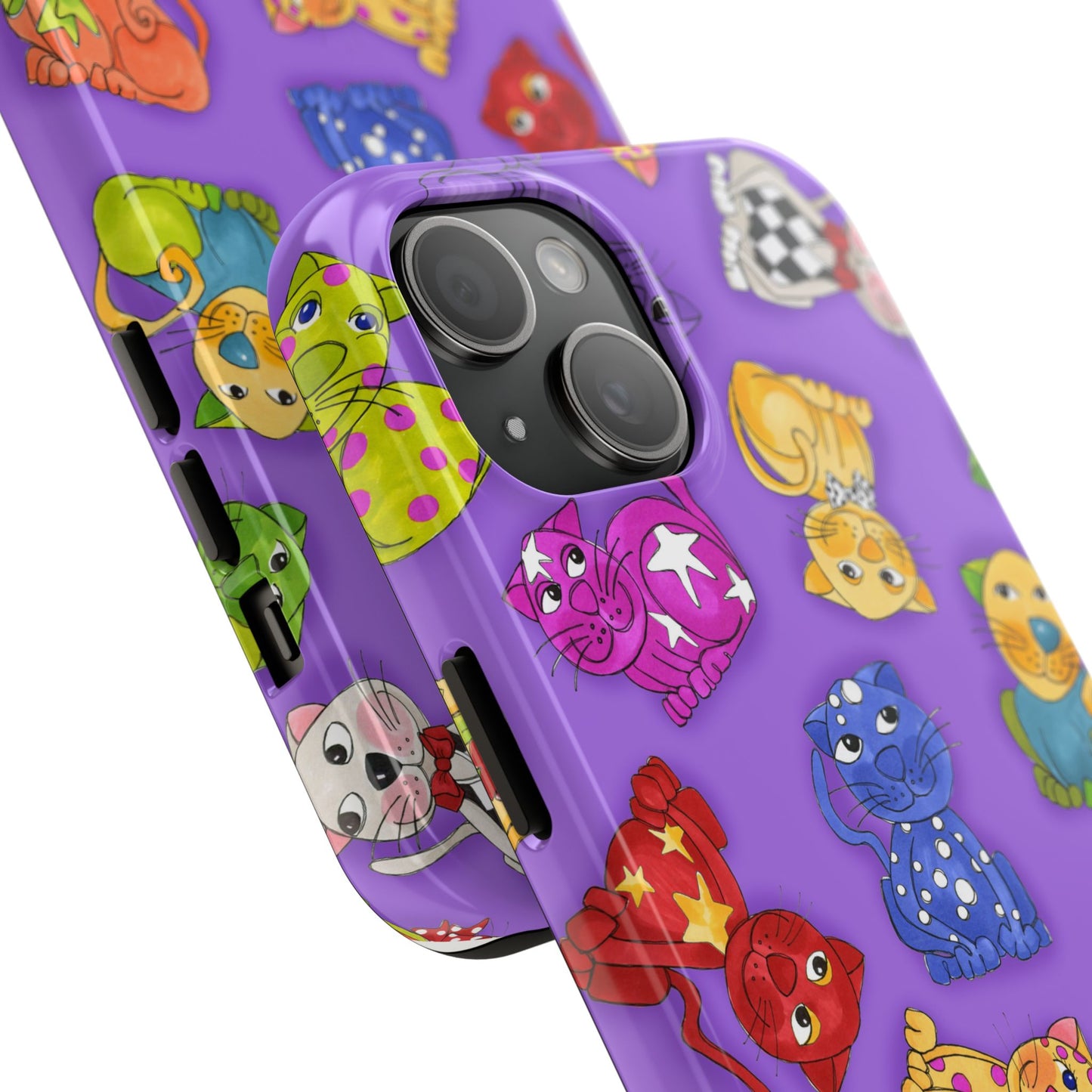 Tossed Happy Cats Purple Phone Case