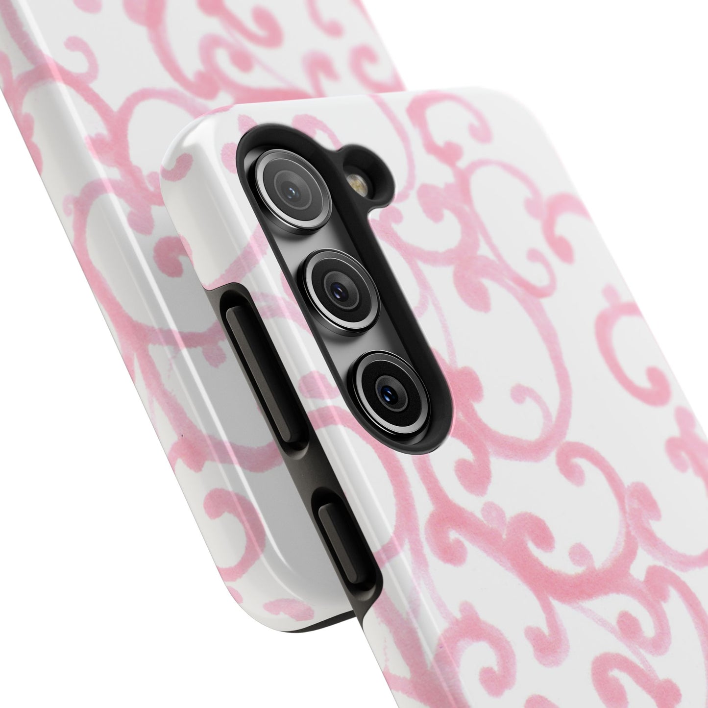 Scrollie White / Pink Phone Case