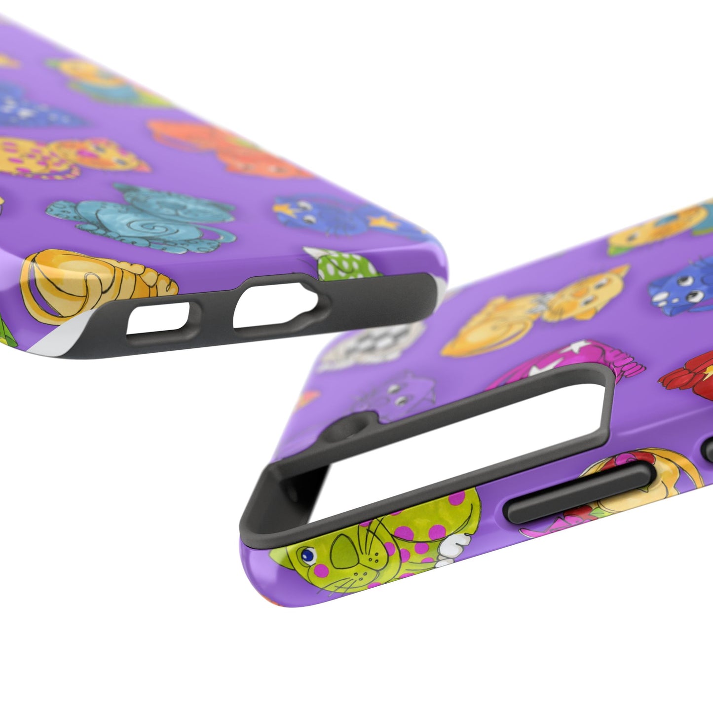 Tossed Happy Cats Purple Phone Case