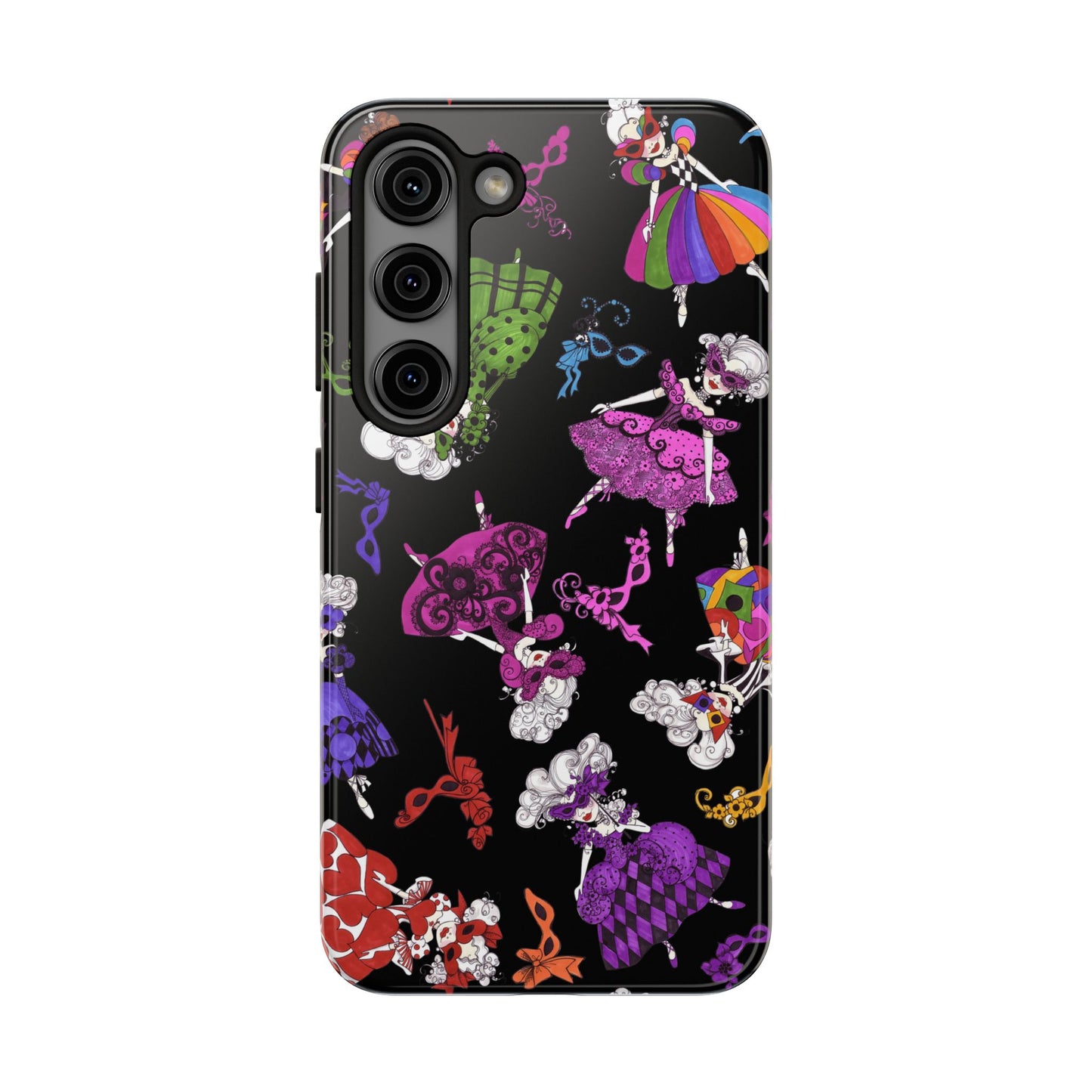 Tossed Masquerade Ladies Black Phone Case
