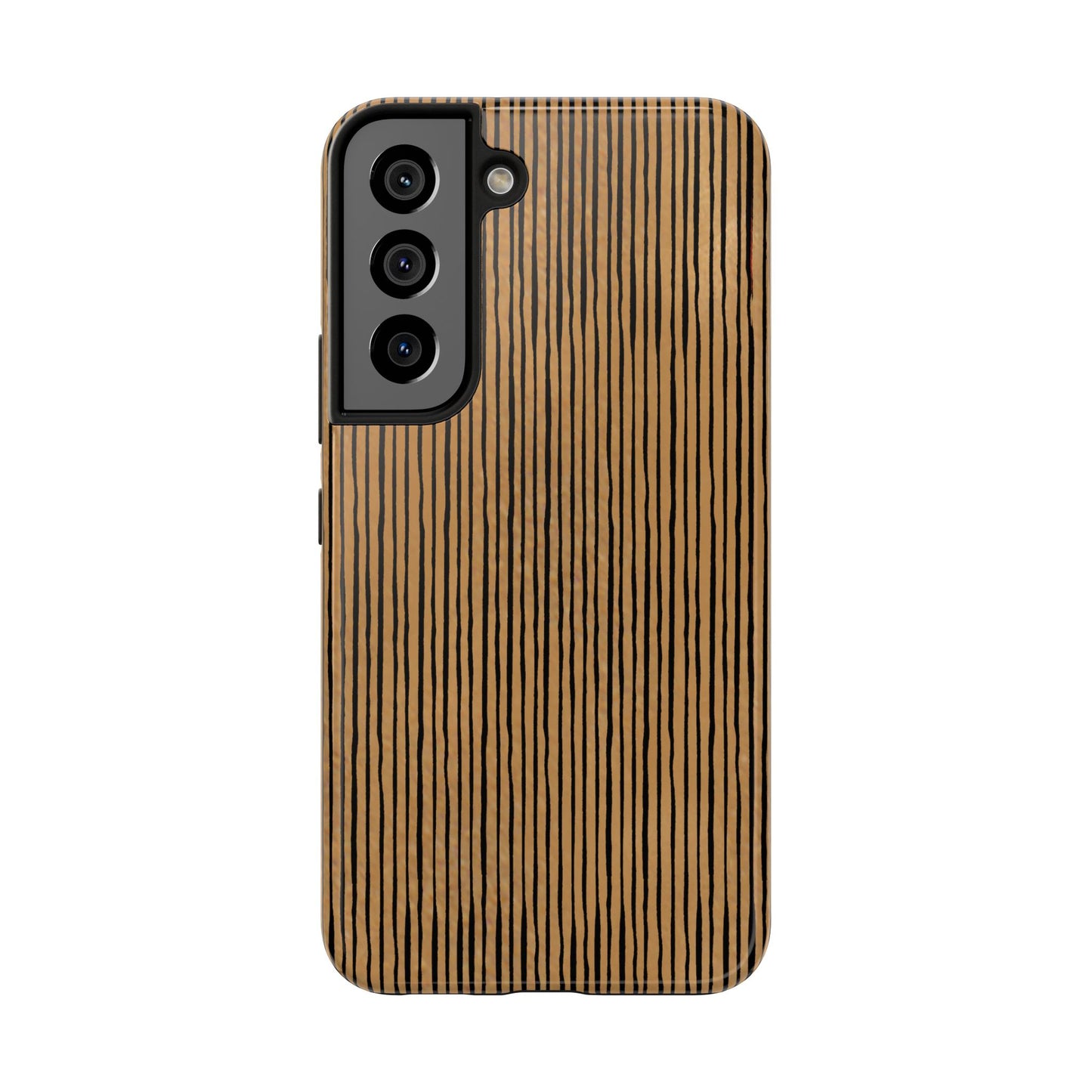 Quirky Pin Stripe Tan / Black Phone Case