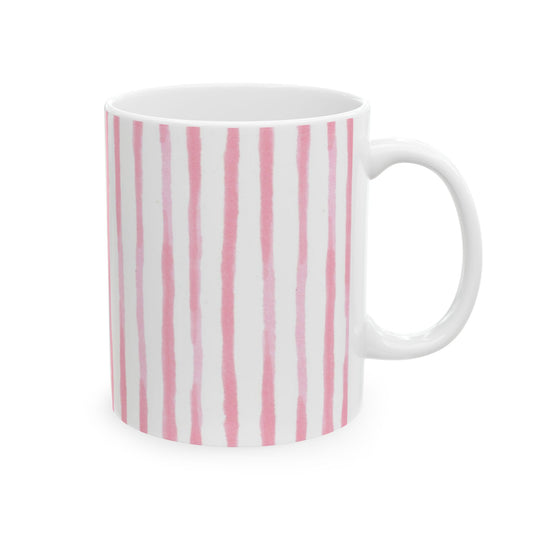 Happy Stripe White / Pink Cup