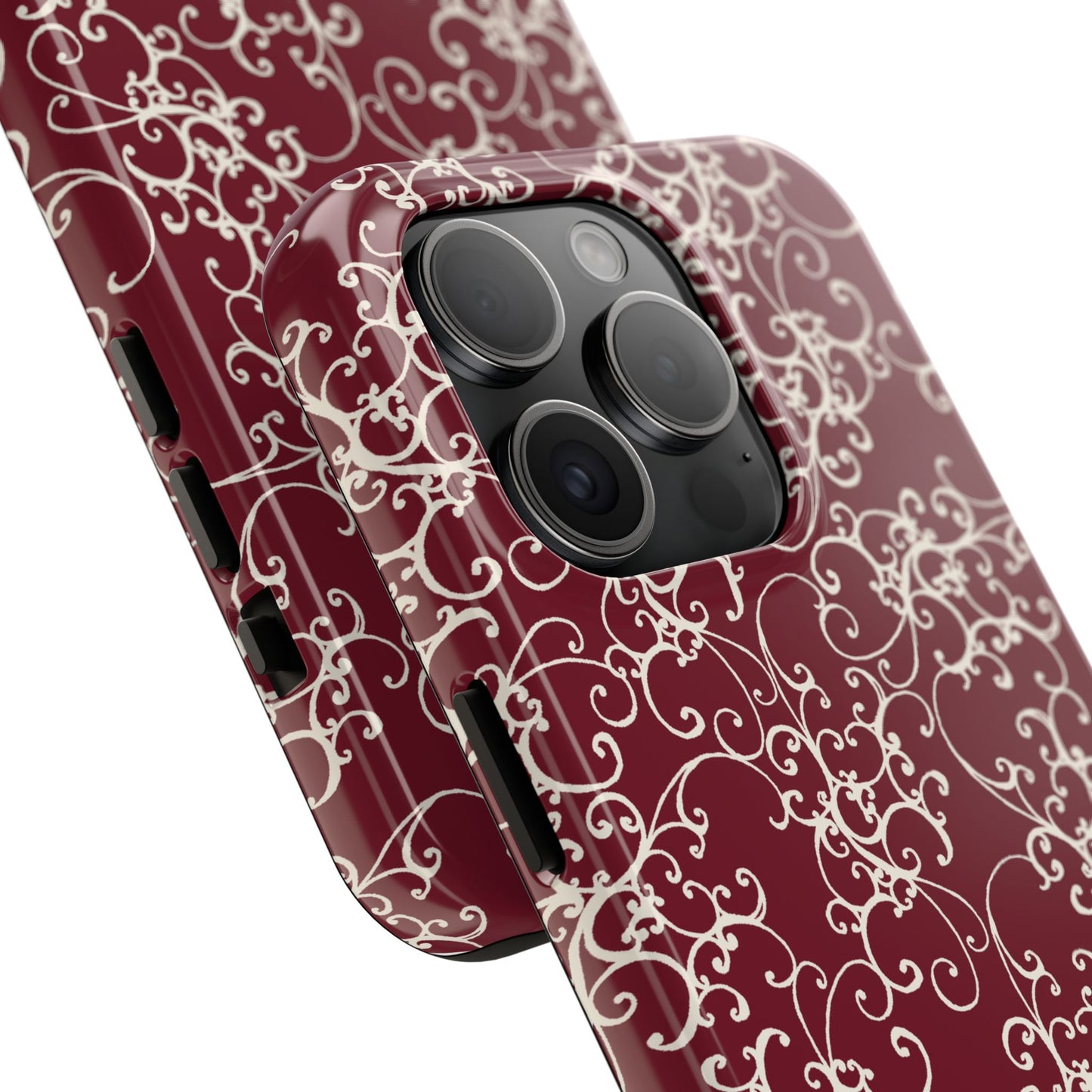 Elegant Scroll Red / Ivory Phone Case