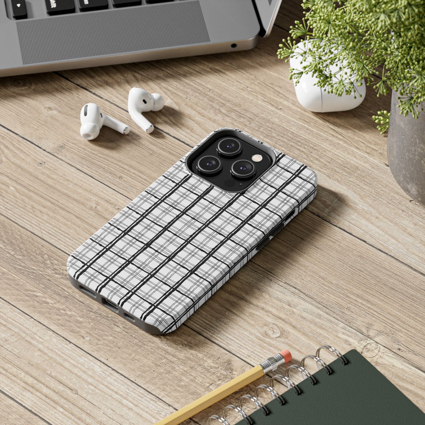 Sophistiplaid White / Black Phone Case