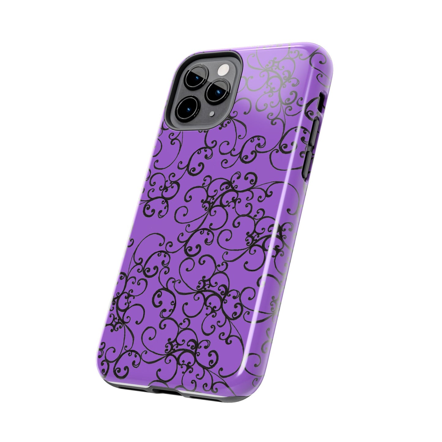 Elegant Scroll Purple / Black Phone Case