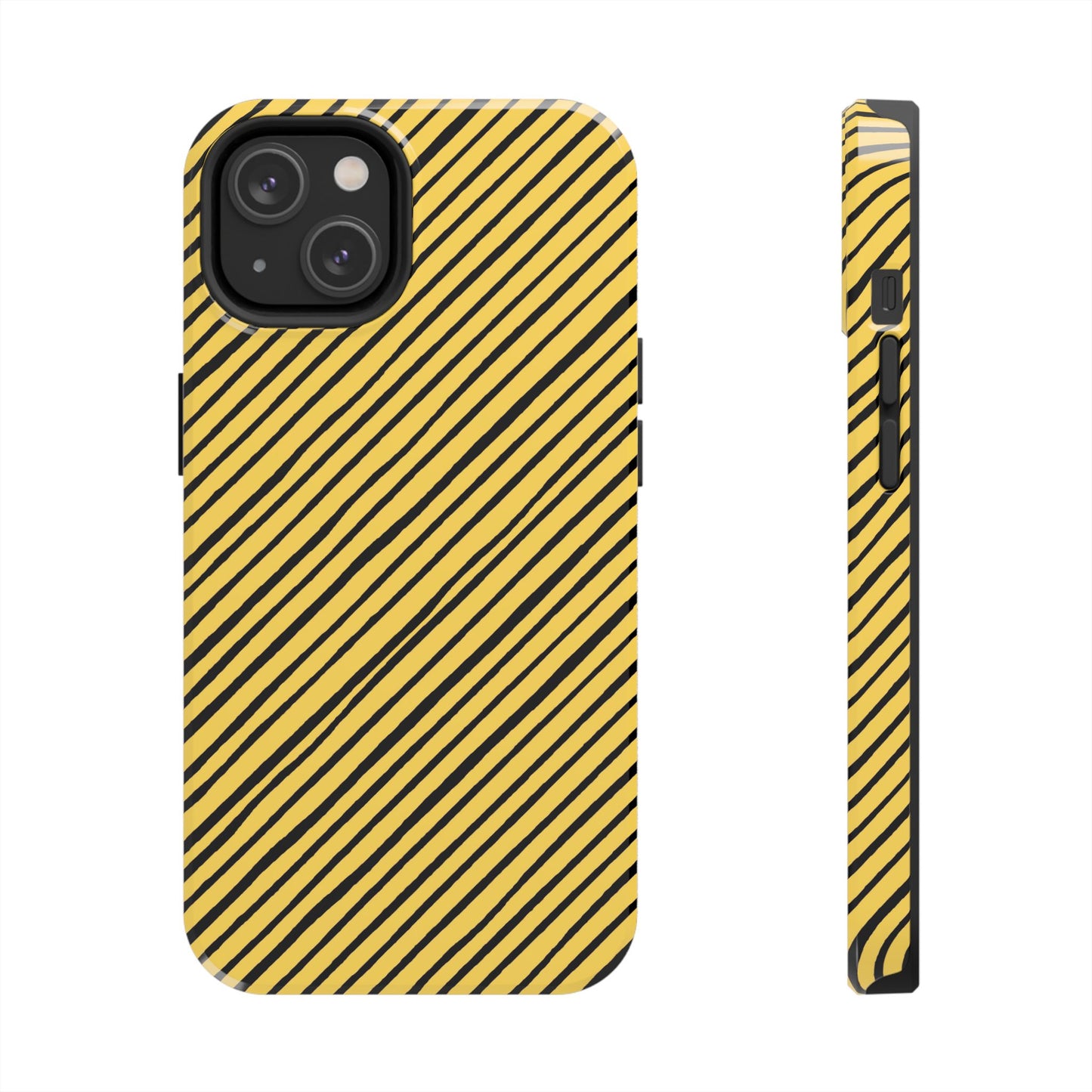Quirky Bias Stripe Yellow / Black Phone Case