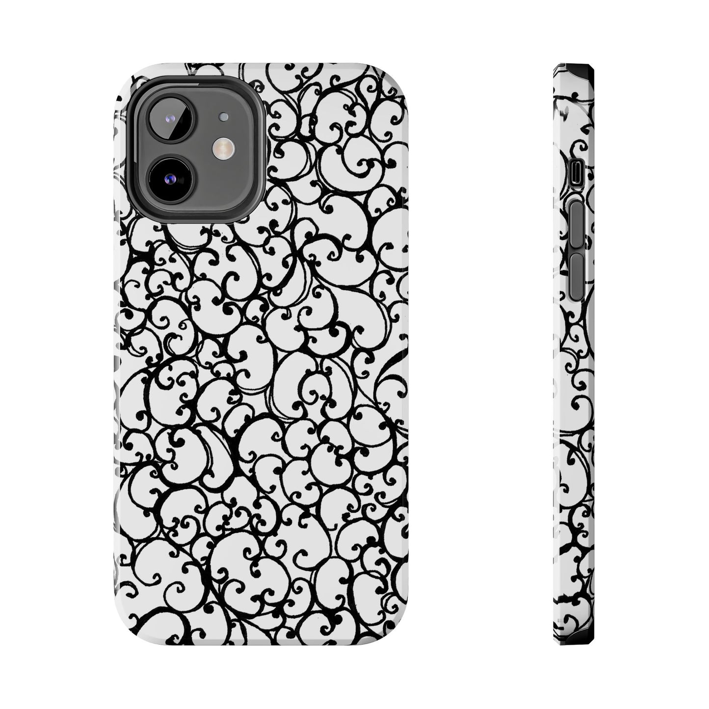 Scrollie White / Black Phone Case