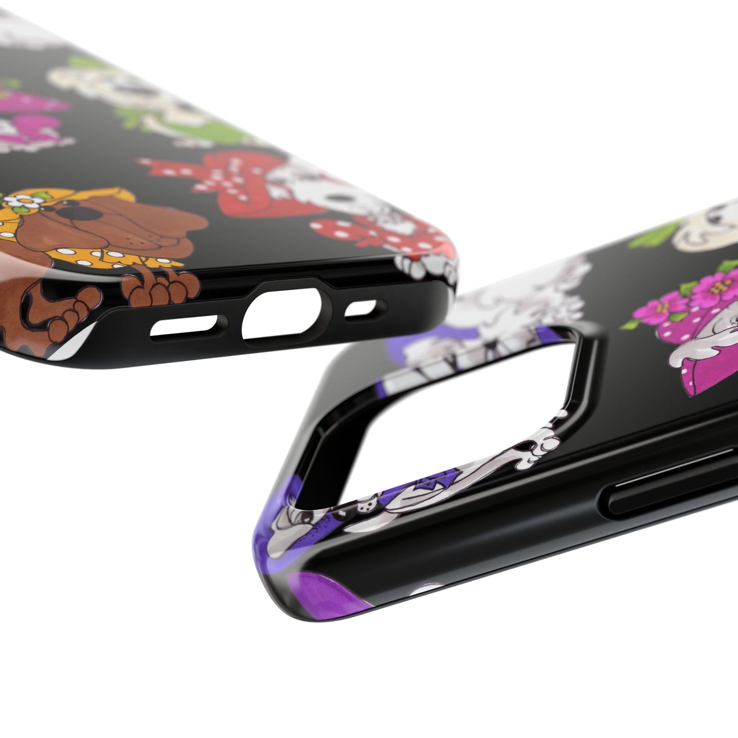 Fancy Dog Line Up Black Phone Case