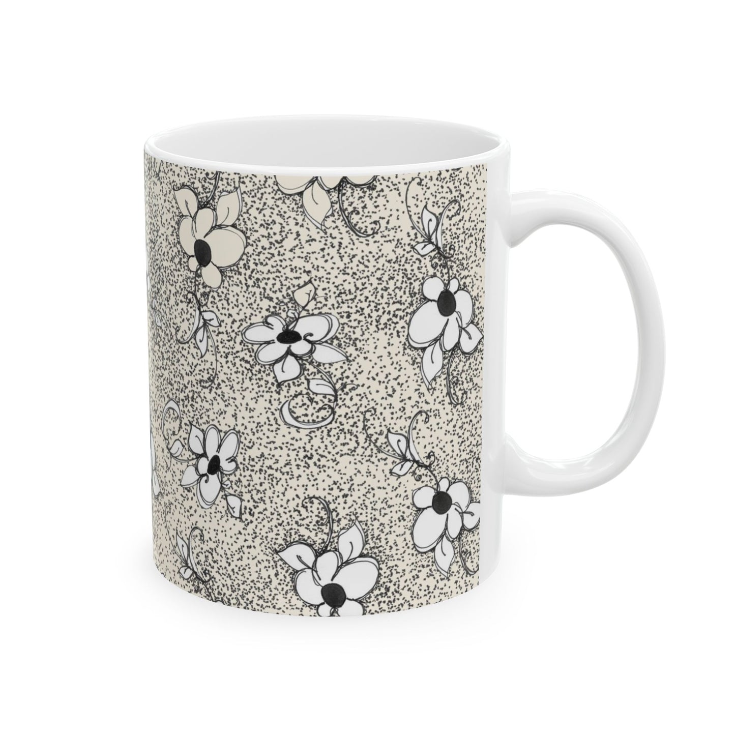 Daisy Specks Ivory / Black Cup