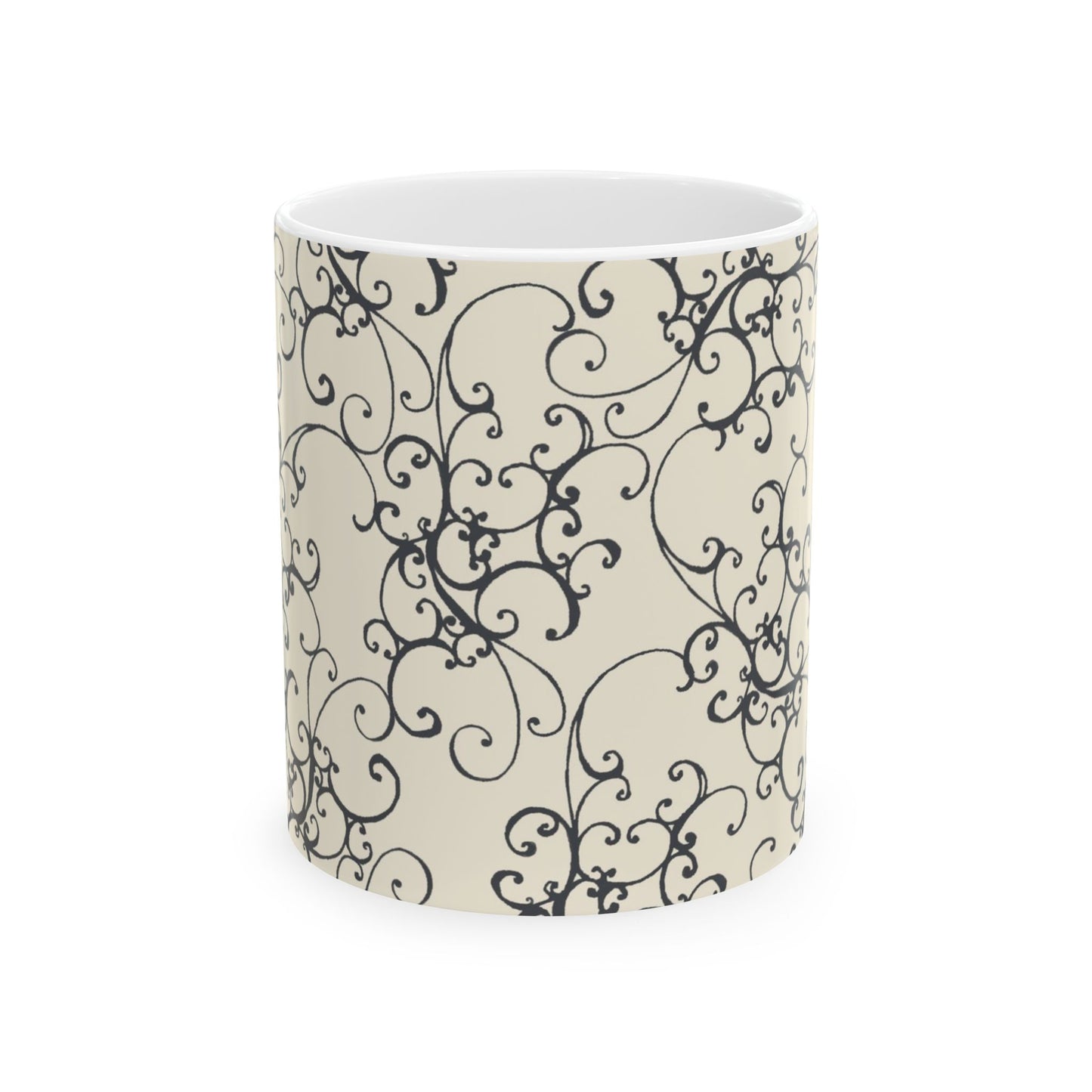 Elegant Scroll Ivory / Black Cup