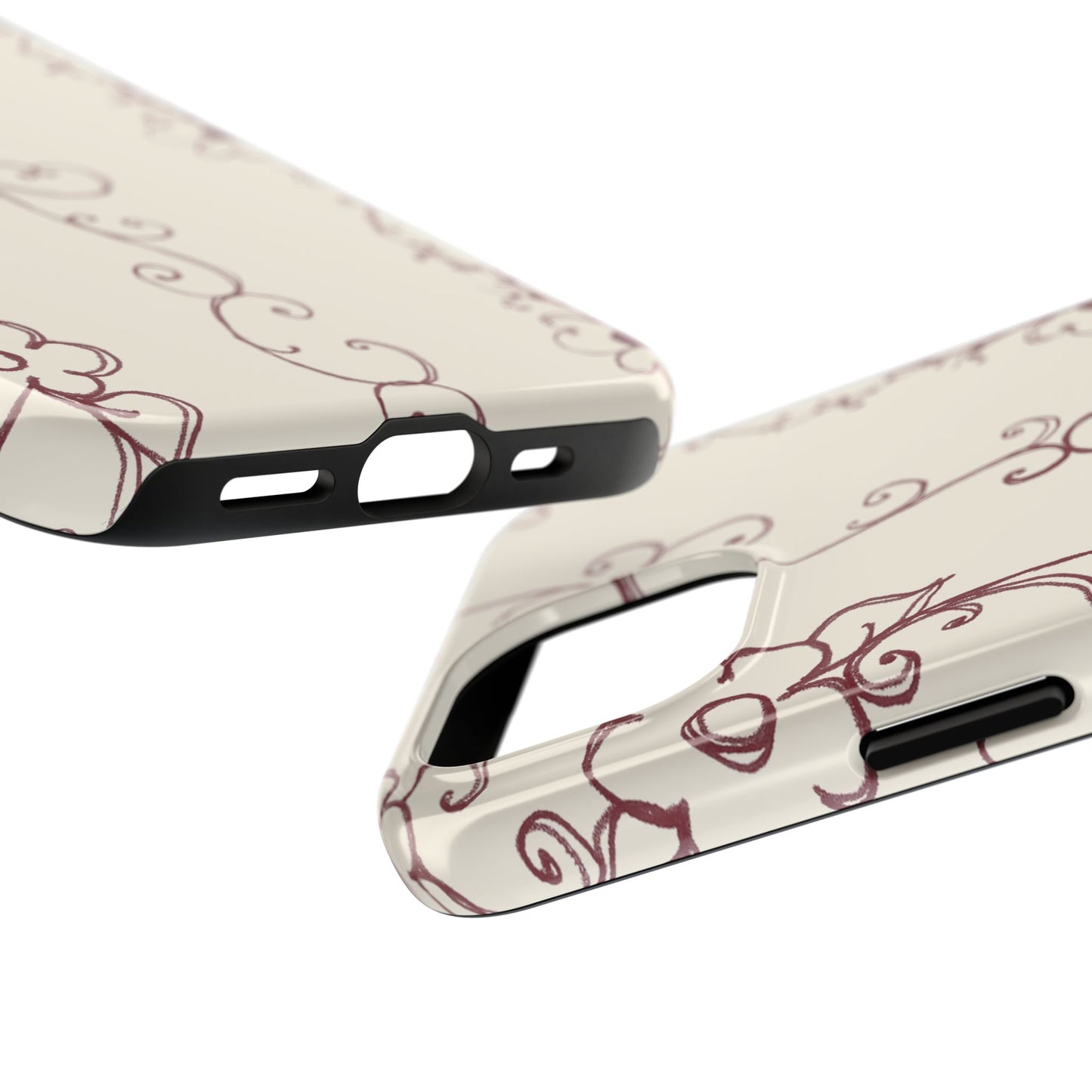 Scroll Flower Stripe Muslin / Red Phone Case