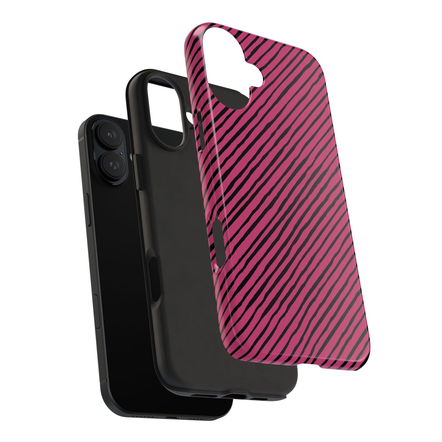 Quirky Bias Stripe Magenta / Black Phone Case