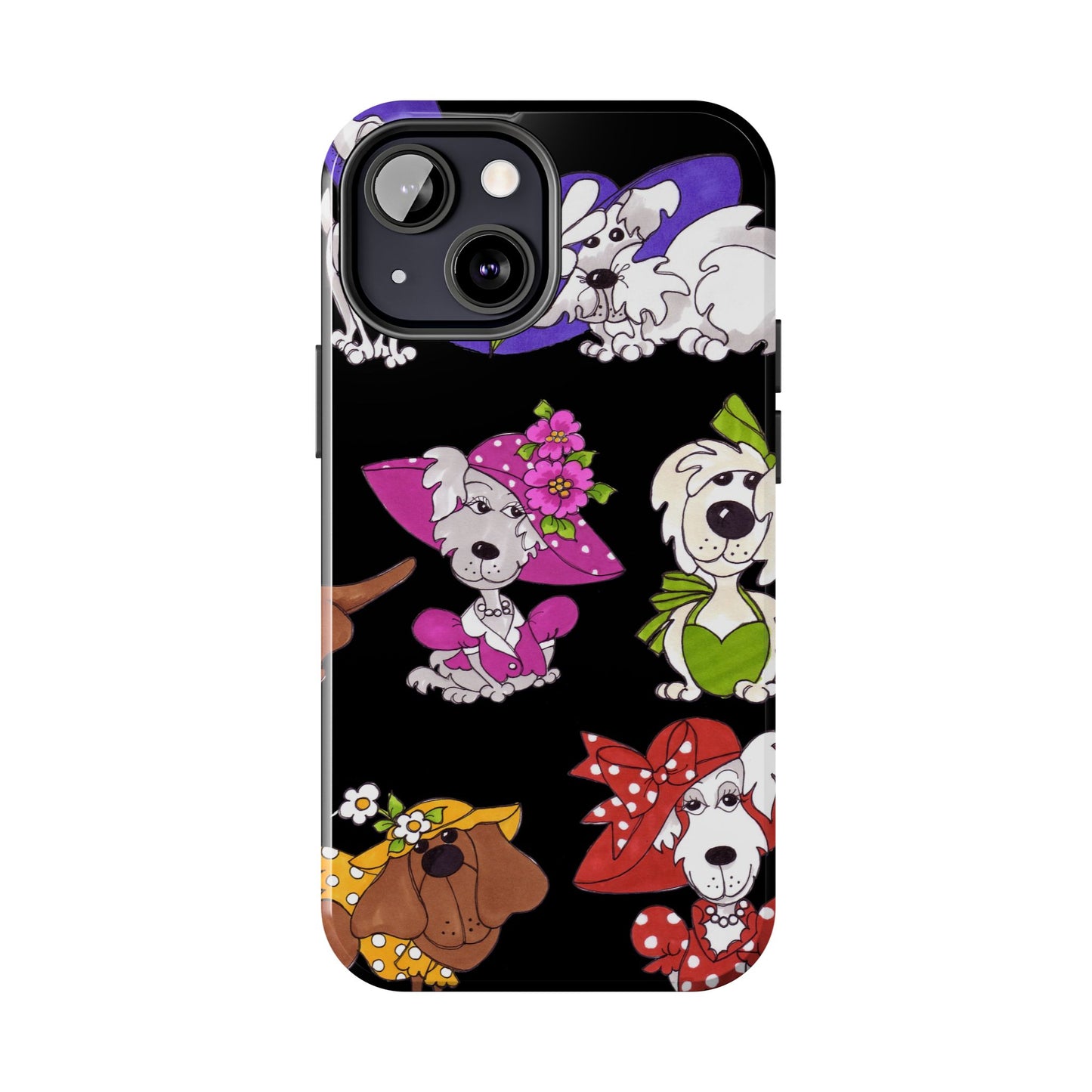 Fancy Dog Line Up Black Phone Case