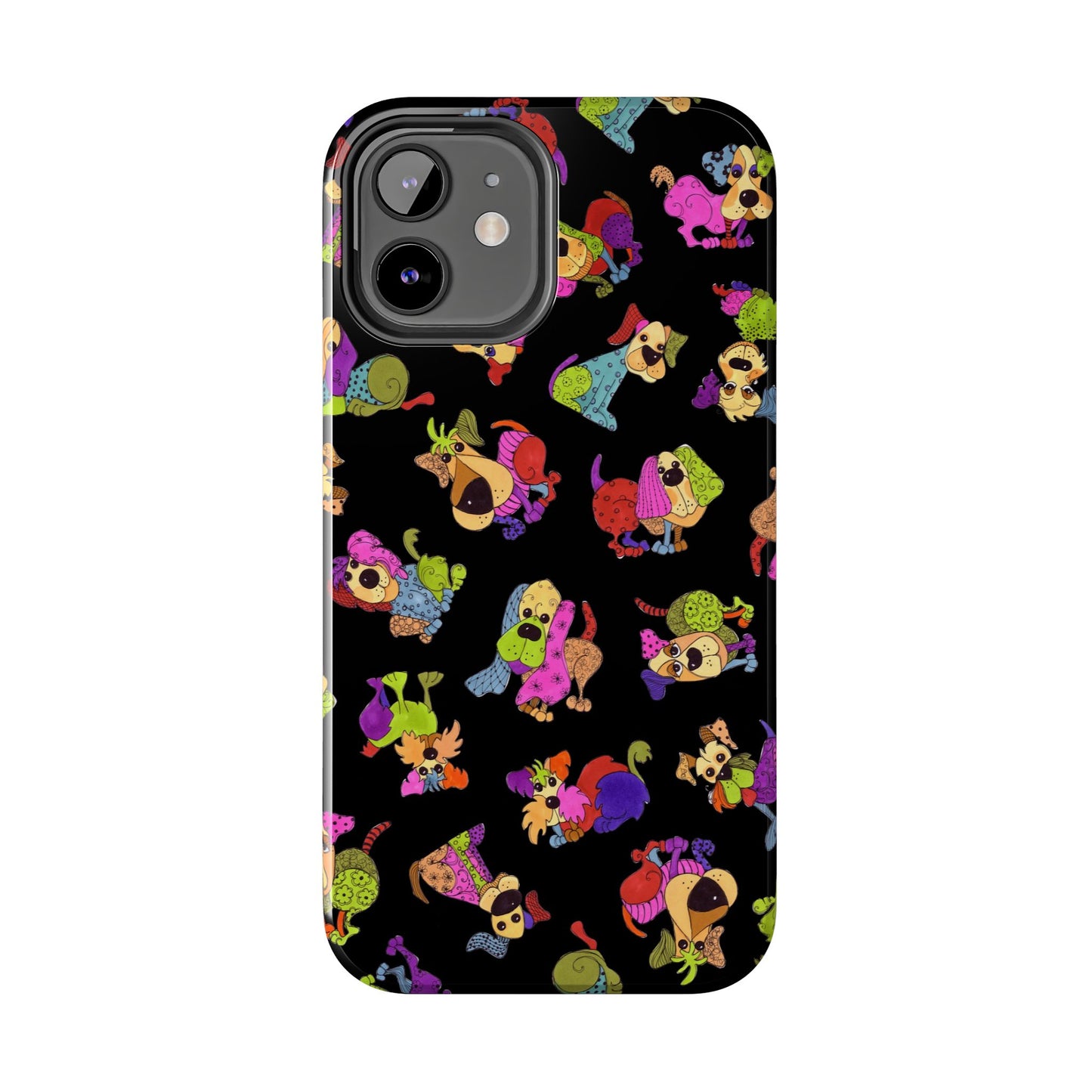 Tossed Happy Dogs Black Phone Case