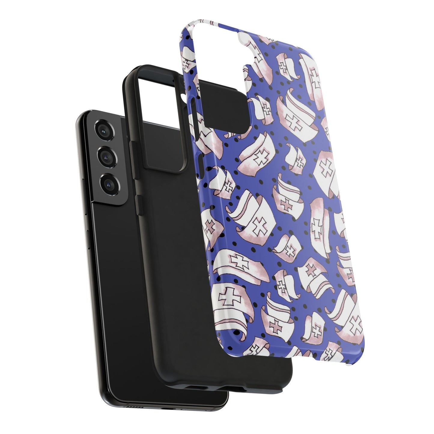 Med Hats Blue / Black Phone Case