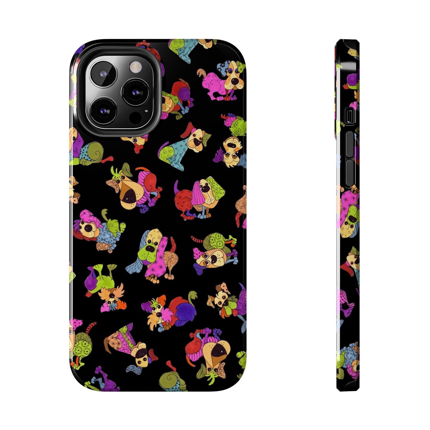 Tossed Happy Dogs Black Phone Case
