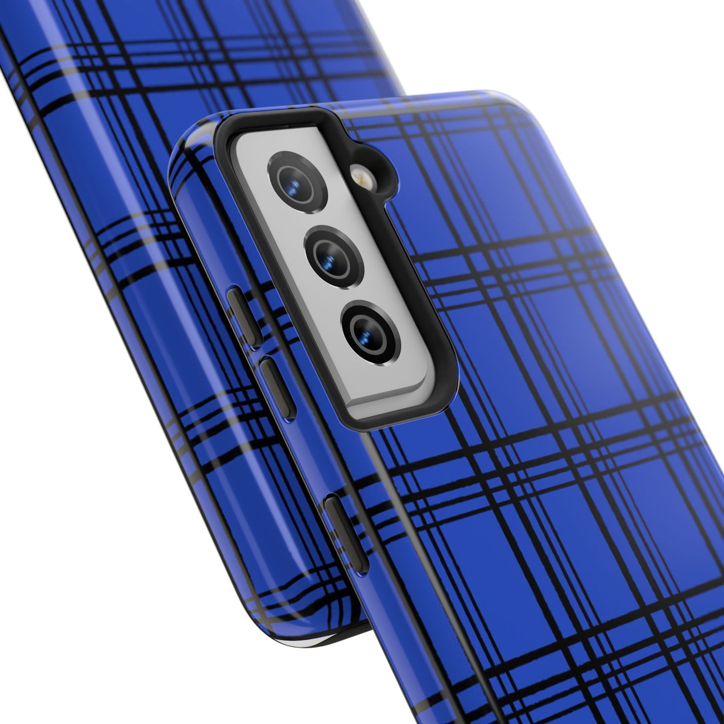 Glad Plaid Blue / Black Phone Case