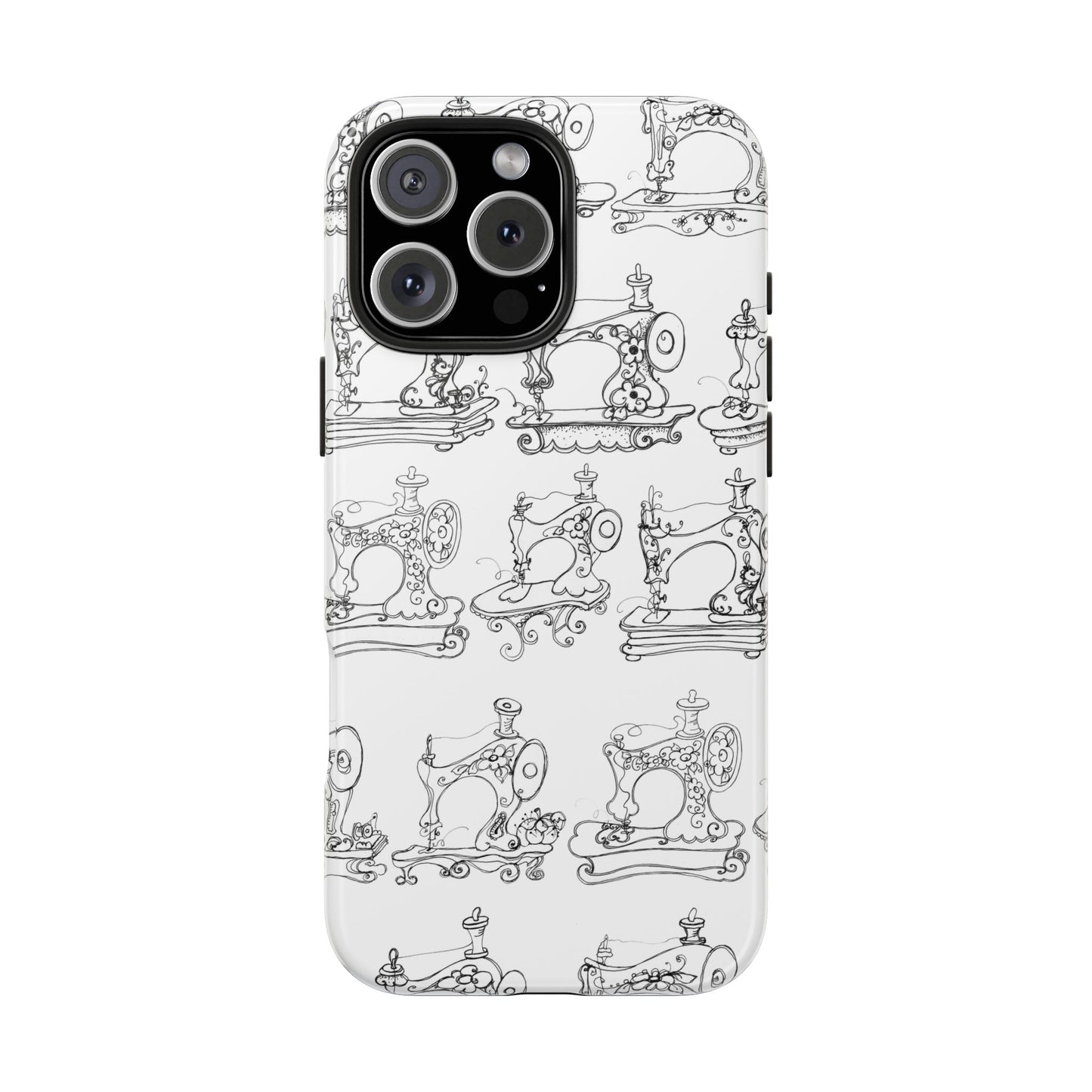 Sew Sew White / Black Phone Case