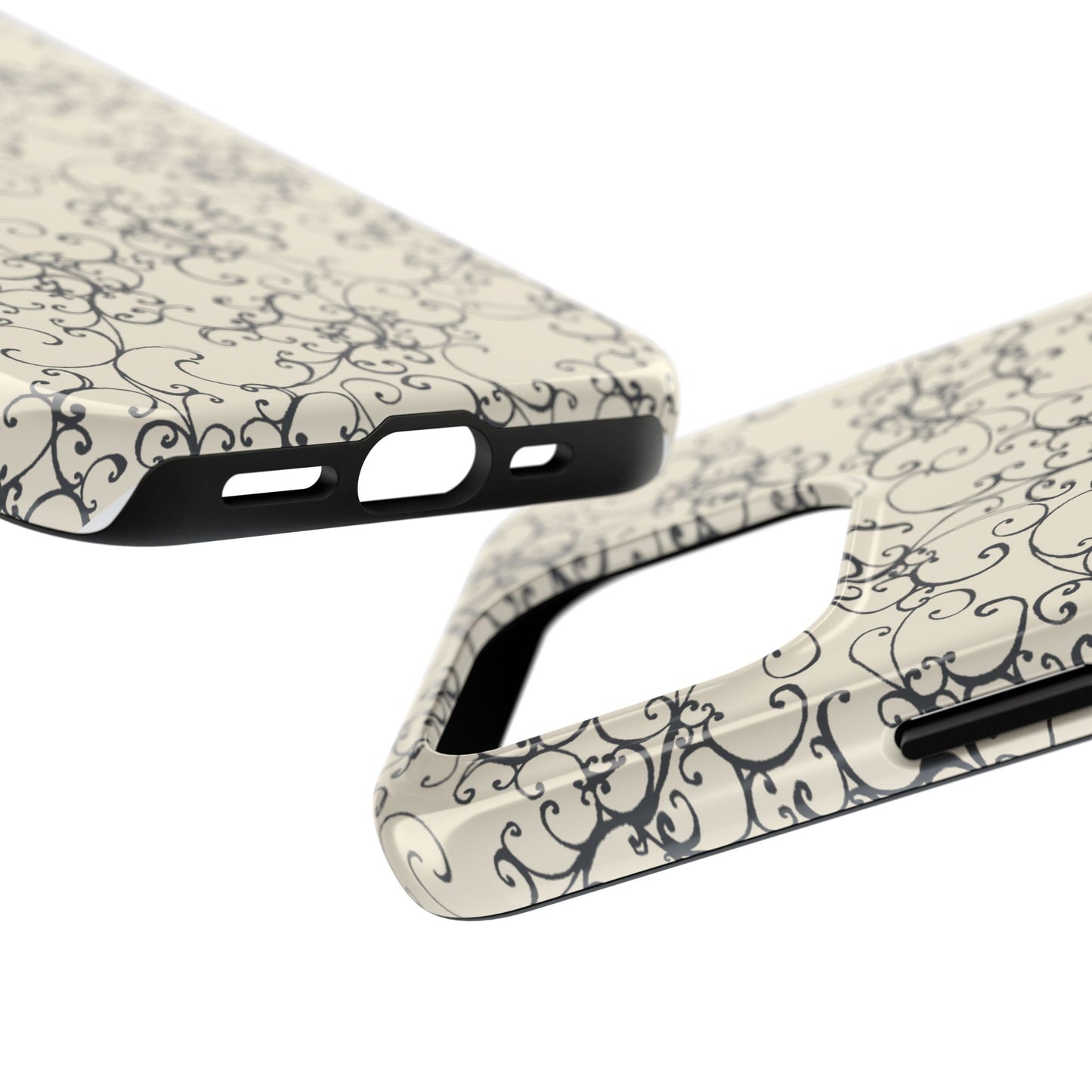 Elegant Scroll Ivory / Black Phone Case