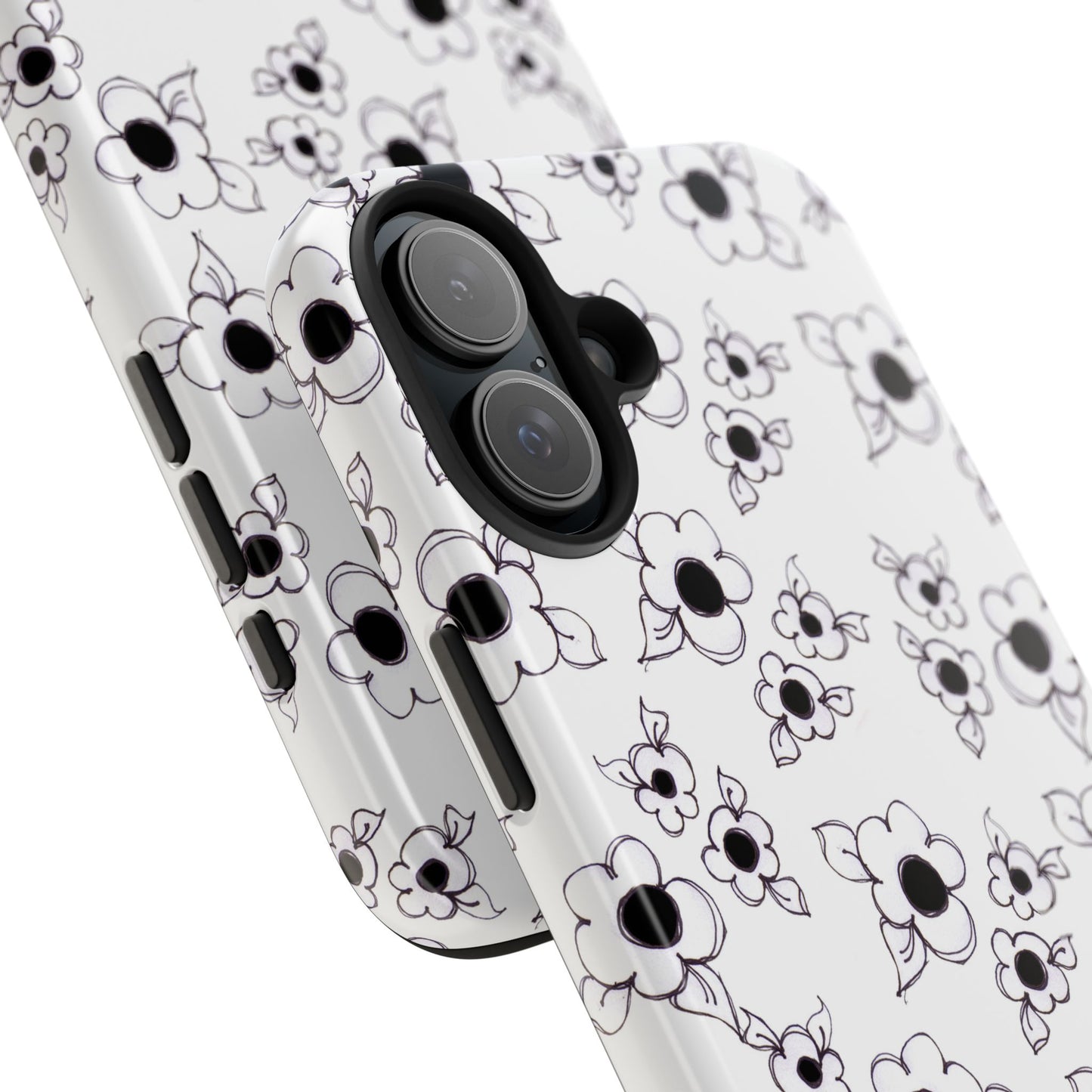 Daisy Cluster White / Black Phone Case