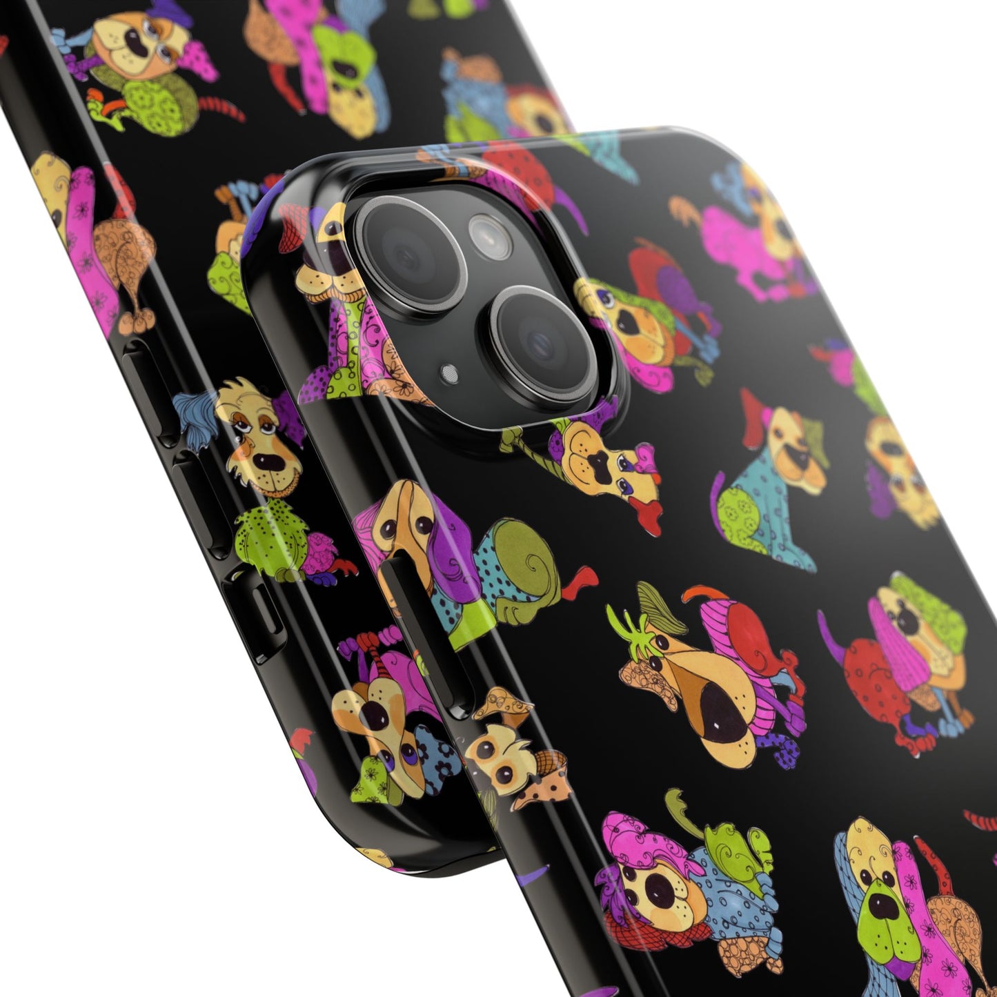 Tossed Happy Dogs Black Phone Case