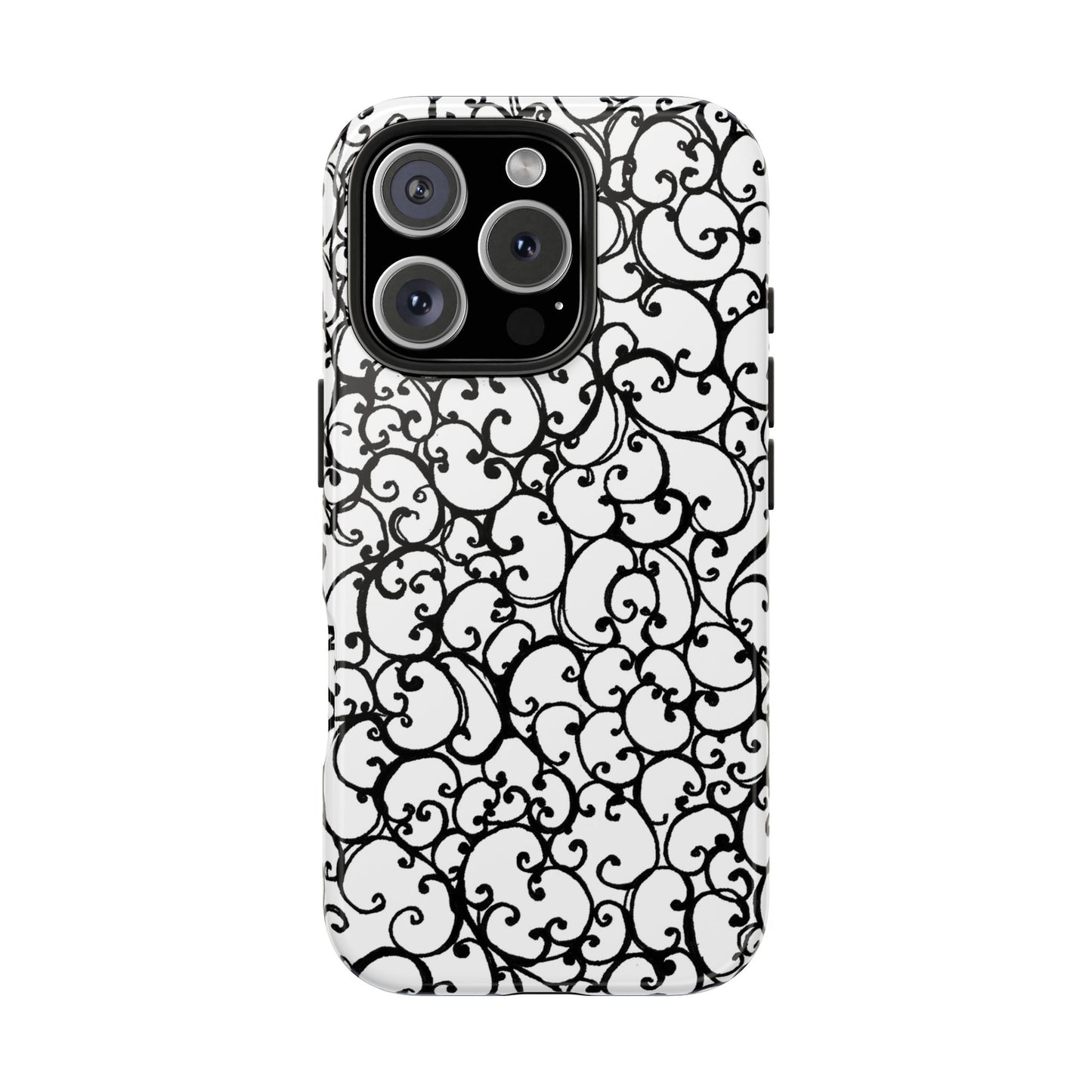 Scrollie White / Black Phone Case