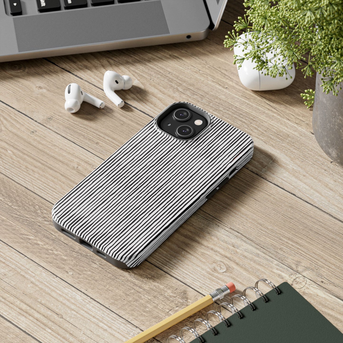 Quirky Pin Stripe White / Black Phone Case