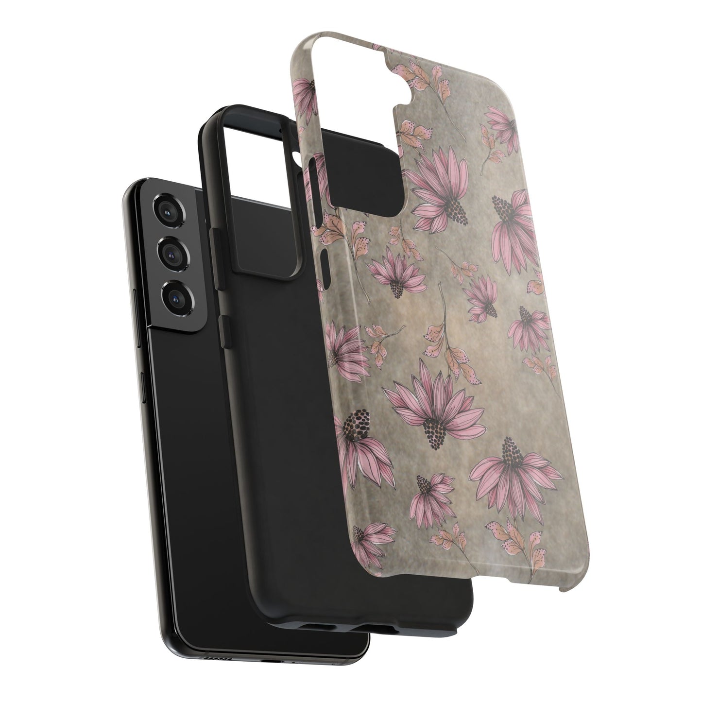 Wild Cone Flowers Taupe Marble Phone Case