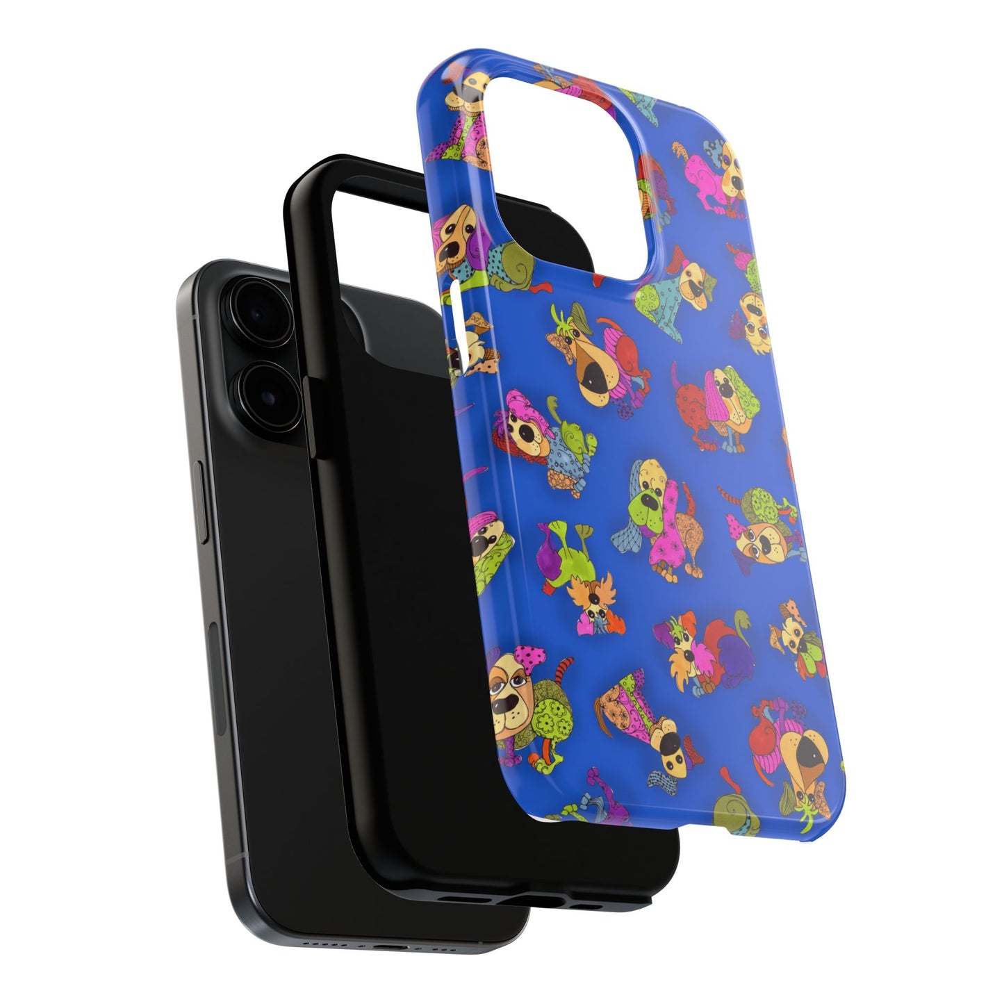 Tossed Happy Dogs Blue Phone Case