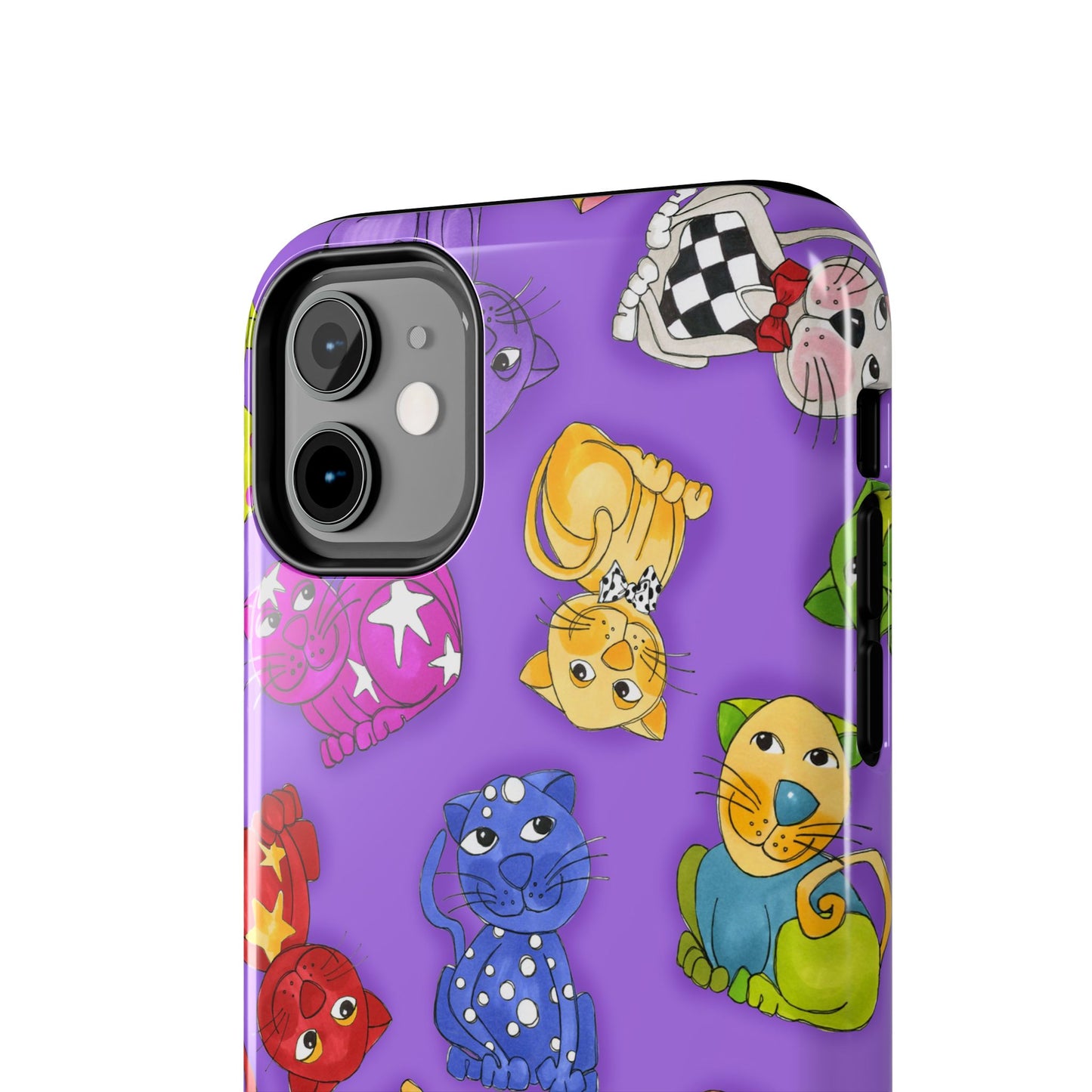 Tossed Happy Cats Purple Phone Case
