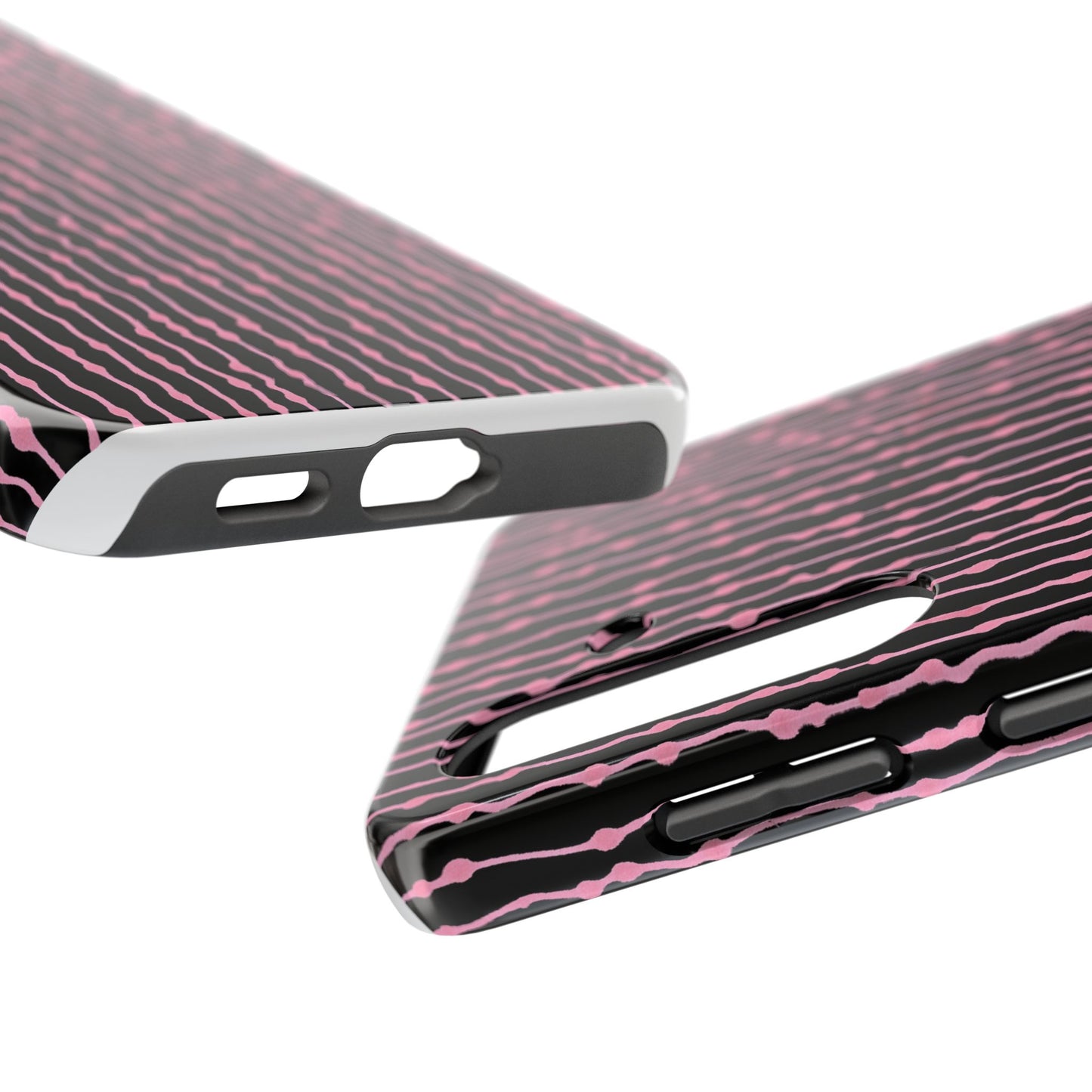 Faux Seersucker Black / Pink Phone Case