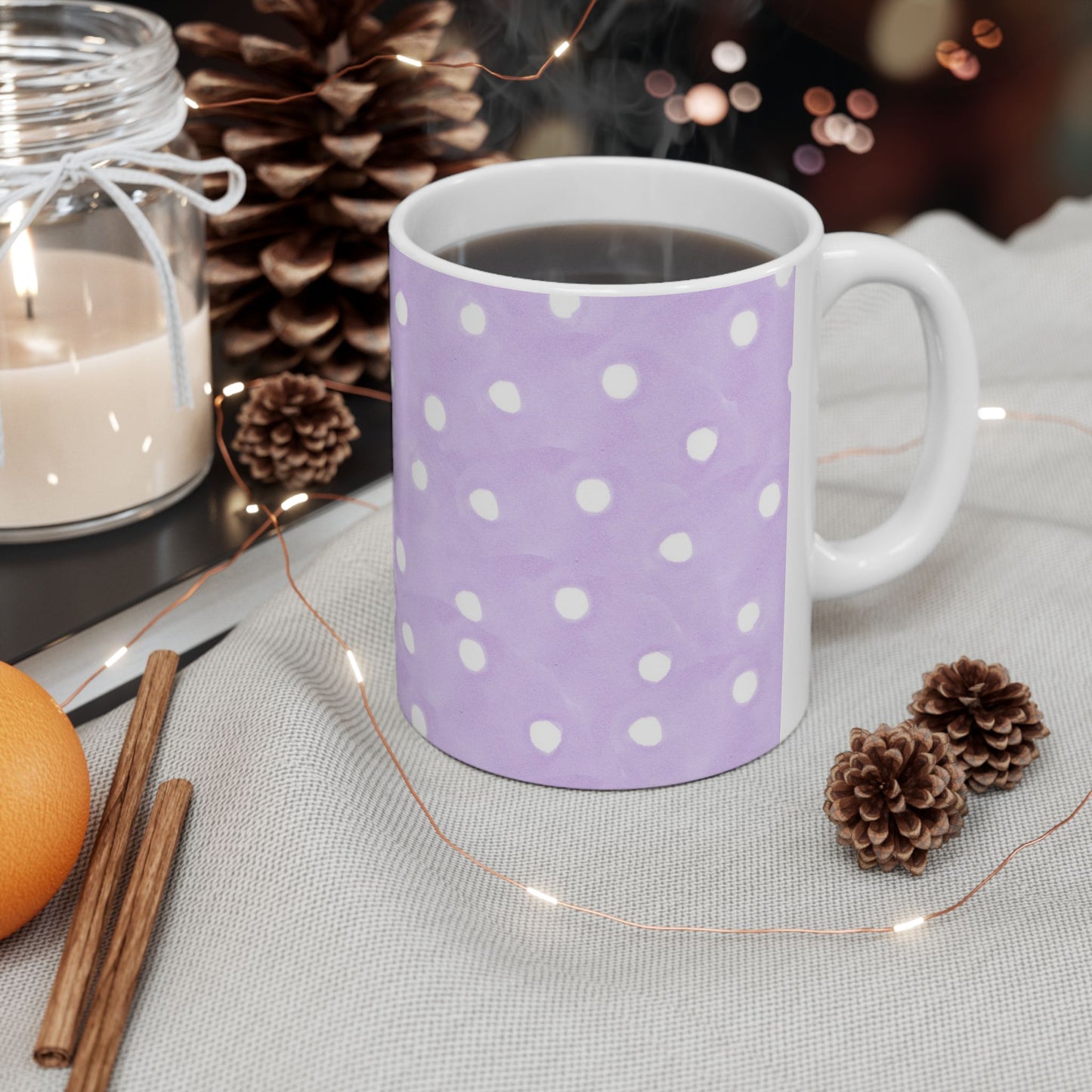 Space Dots Lilac / White Cup